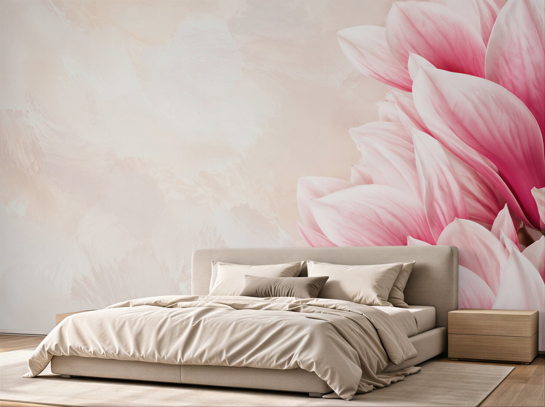 Fototapeta różowe magnolie na jasnym kremowym tle?v23