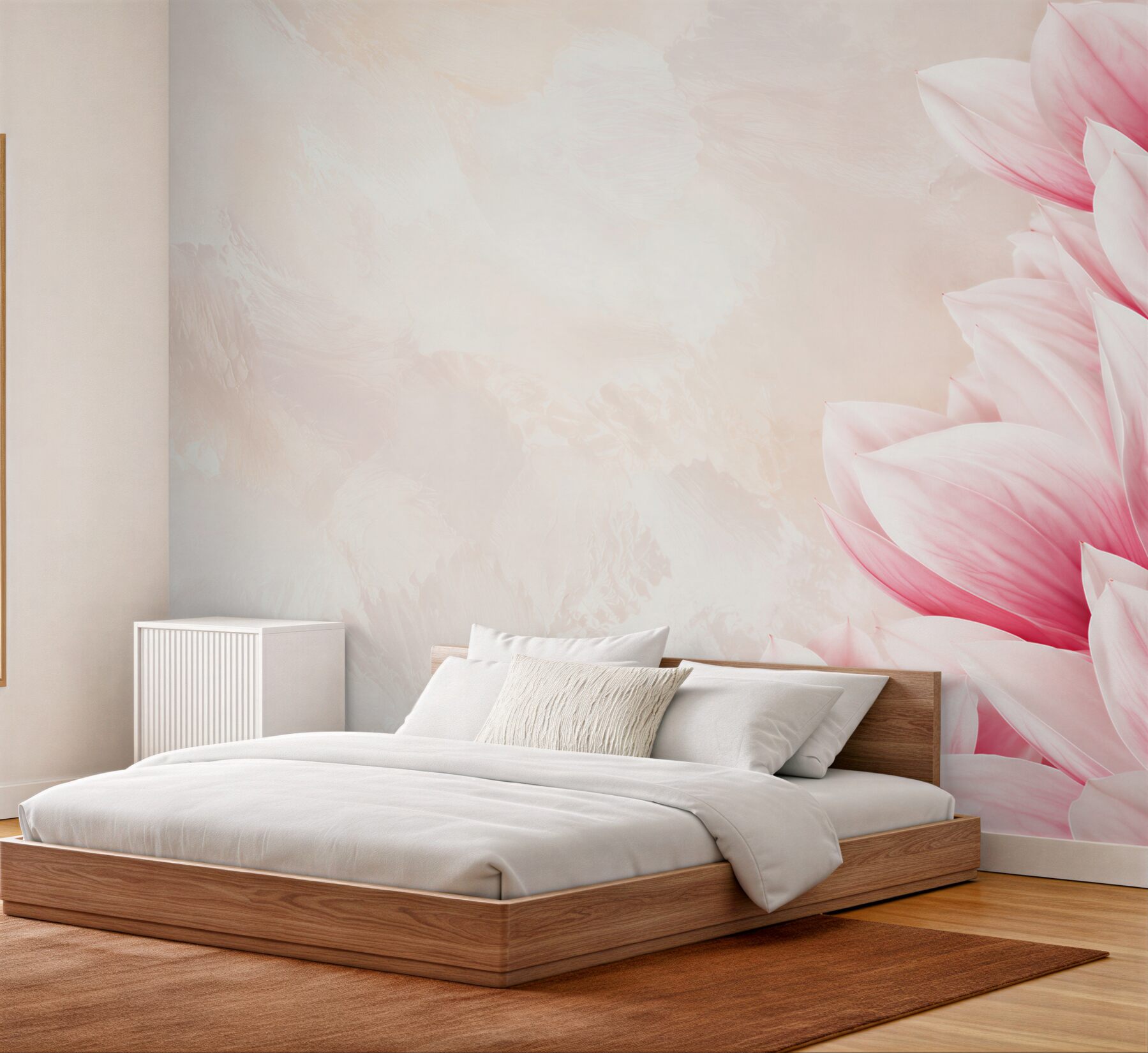 Fototapeta różowe magnolie na jasnym kremowym tle?v23