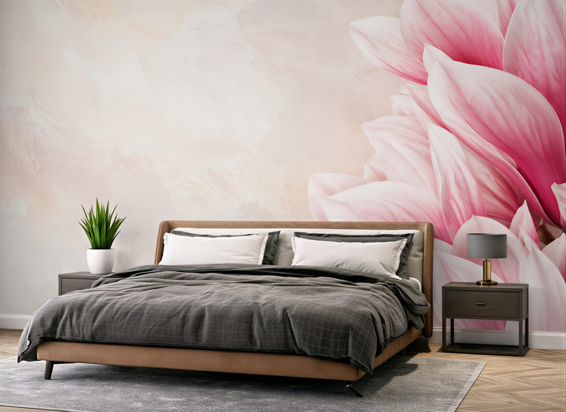 Fototapeta różowe magnolie na jasnym kremowym tle?v23
