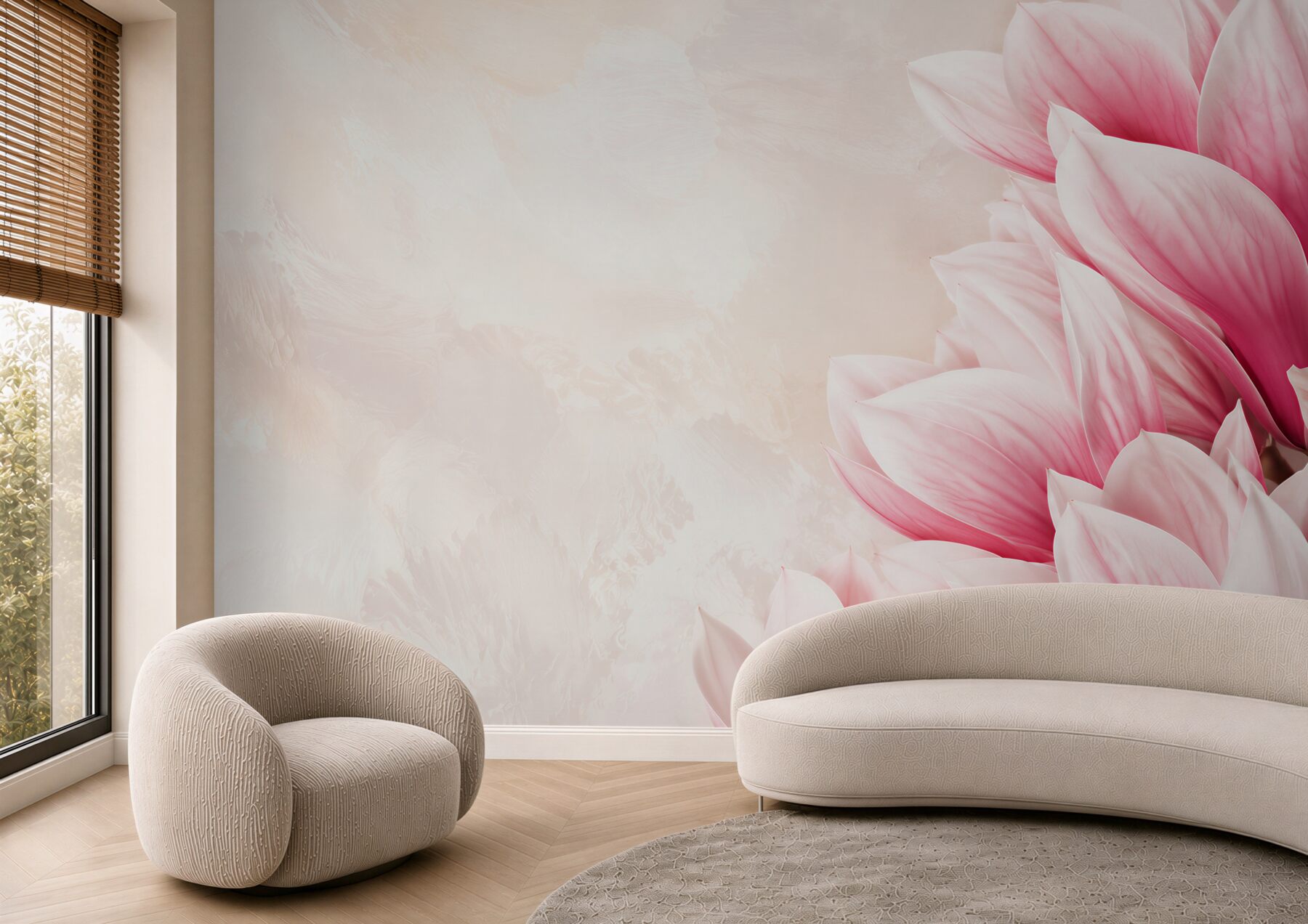 Fototapeta różowe magnolie na jasnym kremowym tle?v23