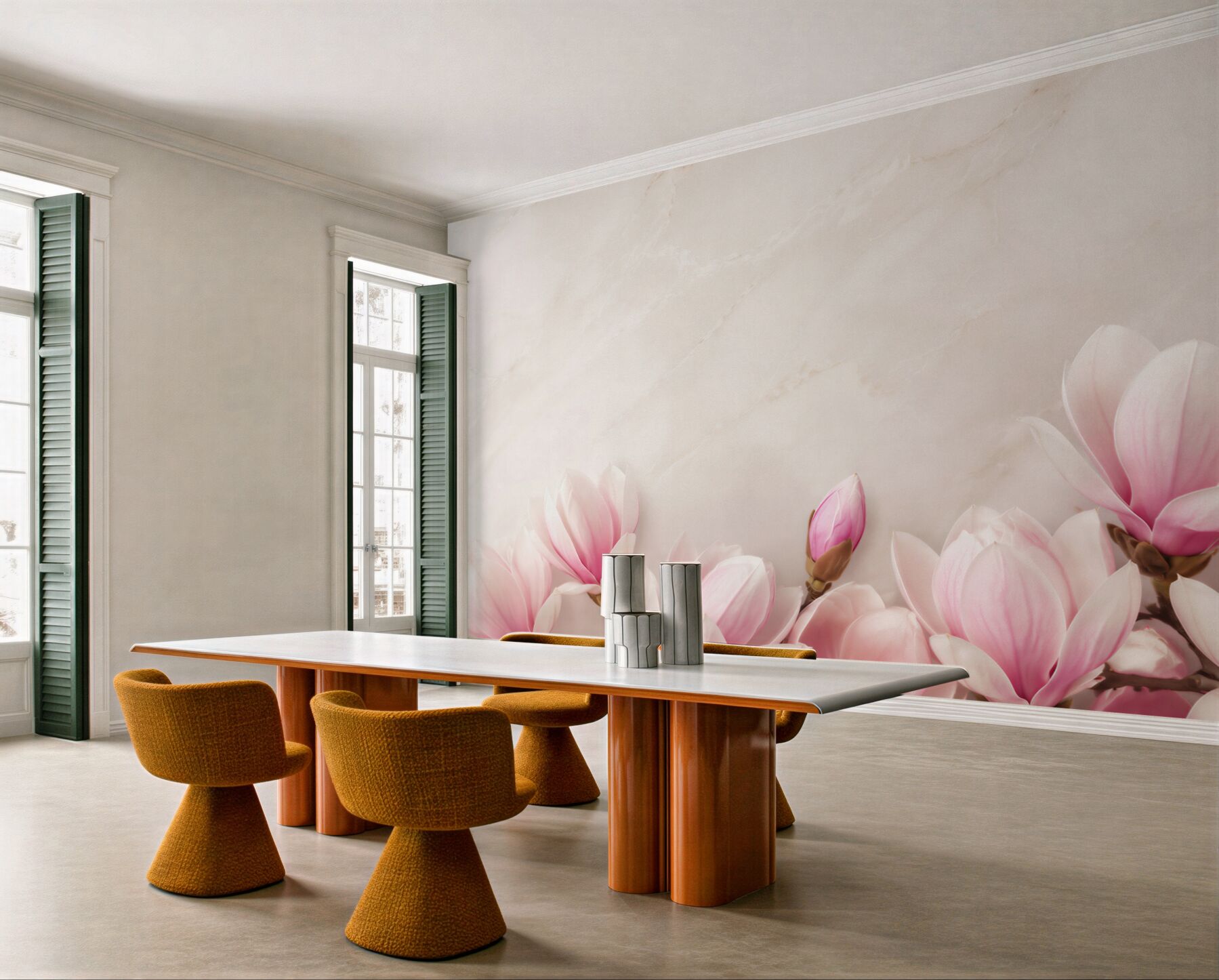 Fototapeta kwiaty magnolii pastelowy róż na eleganckim jasnym tle?v23