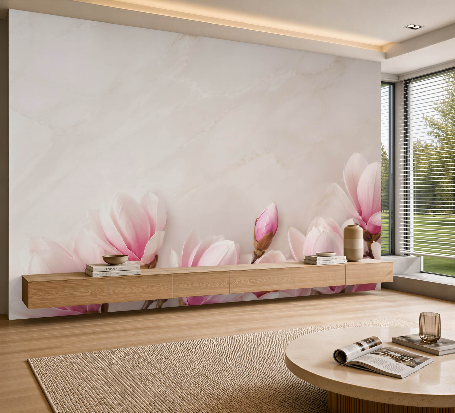 Fototapeta kwiaty magnolii pastelowy róż na eleganckim jasnym tle?v23