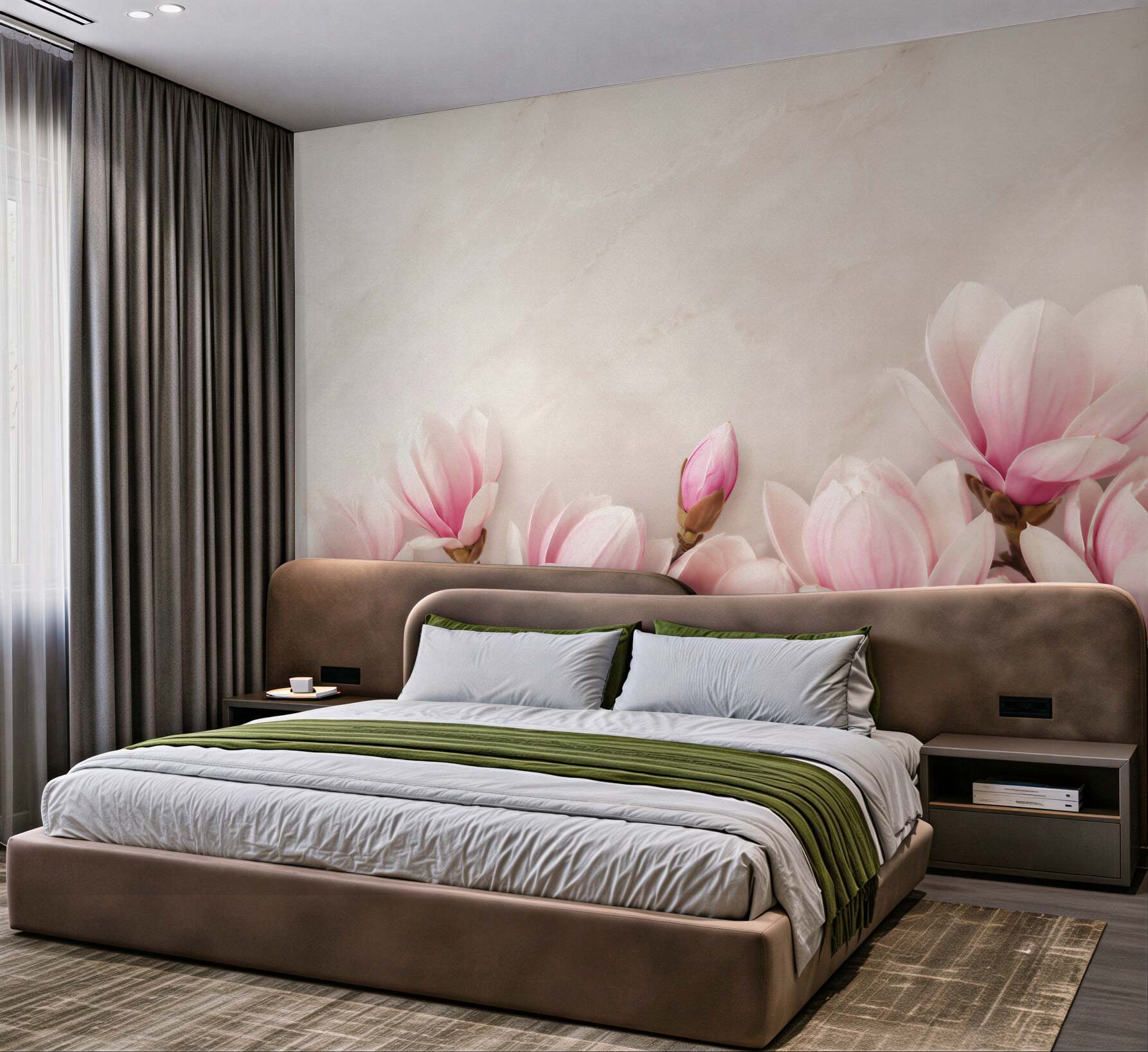 Fototapeta kwiaty magnolii pastelowy róż na eleganckim jasnym tle?v23