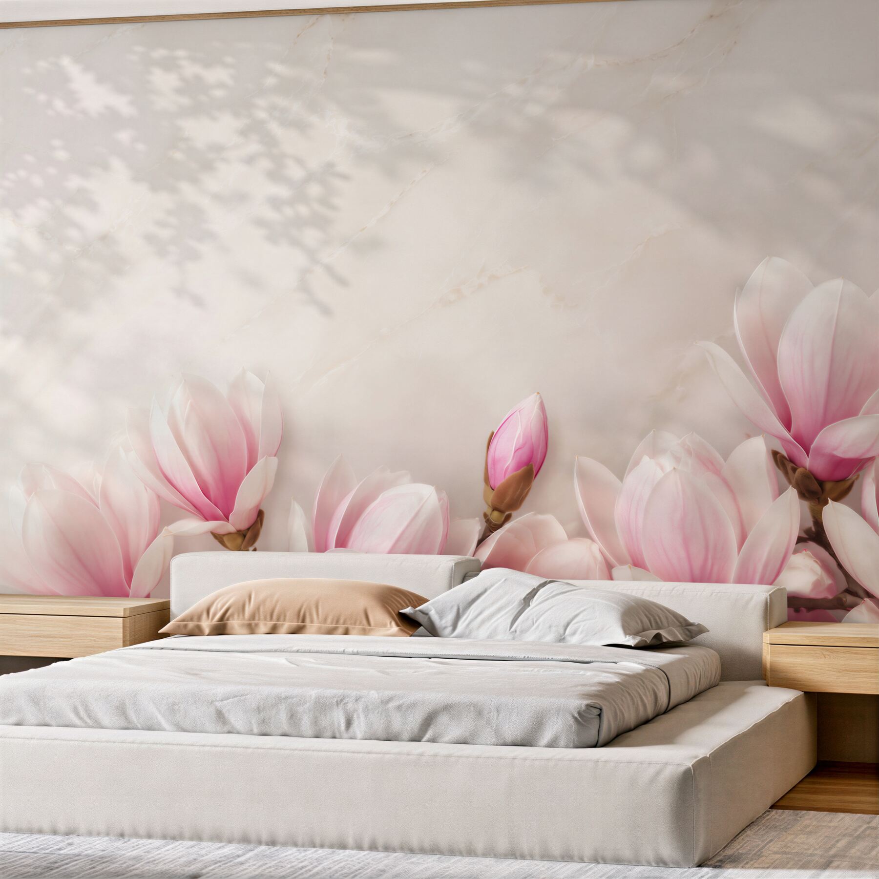 Fototapeta kwiaty magnolii pastelowy róż na eleganckim jasnym tle?v23