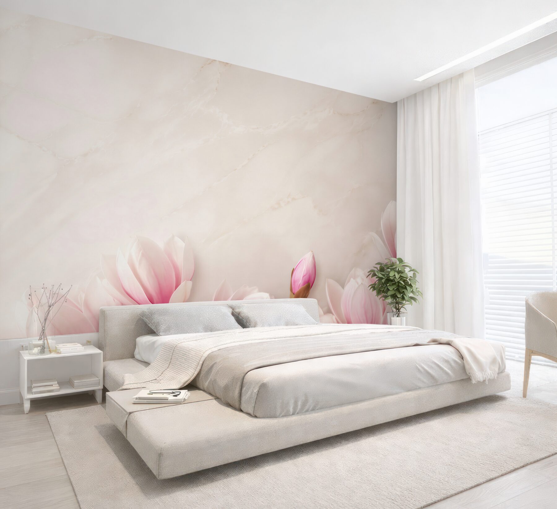 Fototapeta kwiaty magnolii pastelowy róż na eleganckim jasnym tle?v23