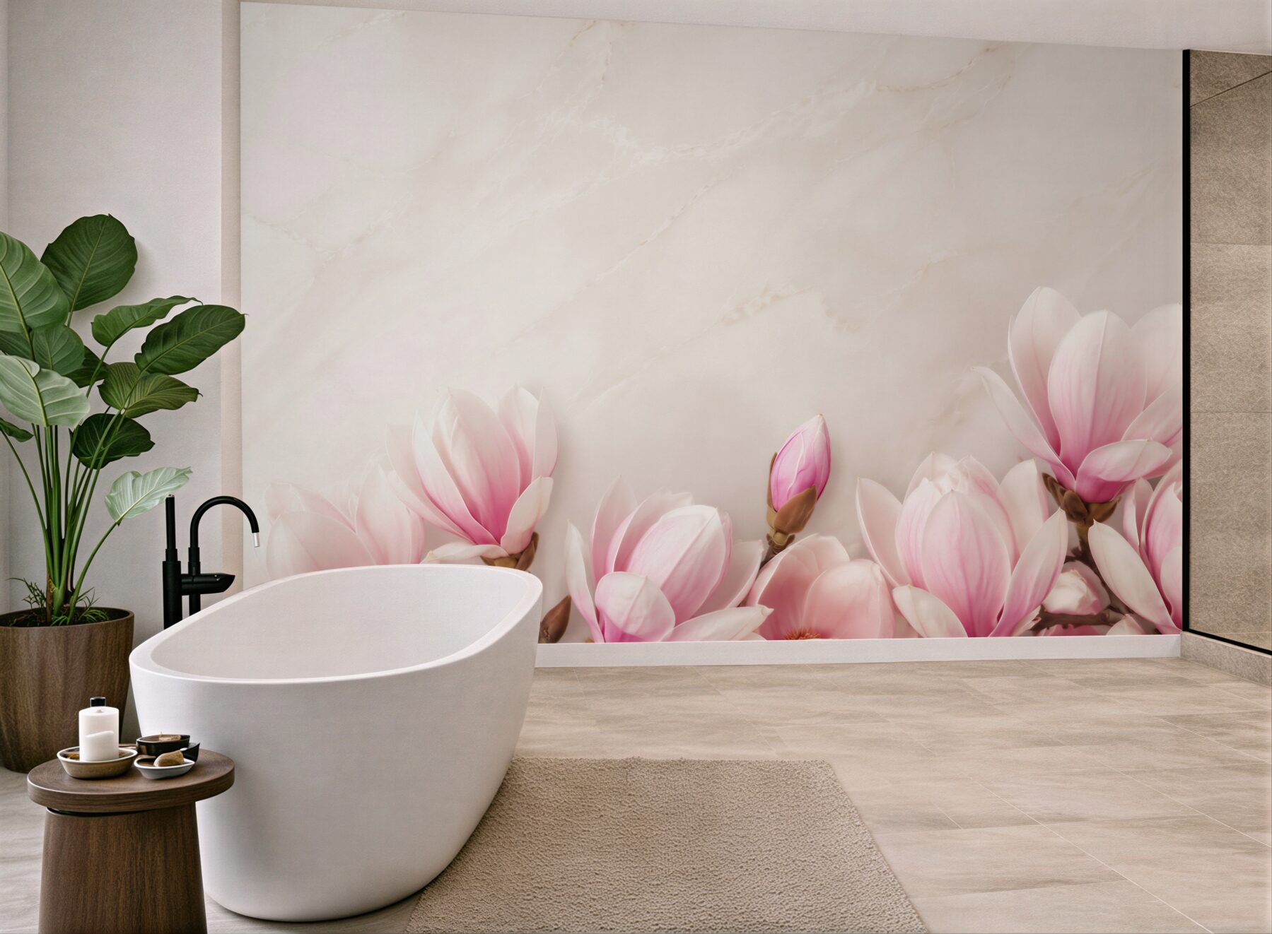 Fototapeta kwiaty magnolii pastelowy róż na eleganckim jasnym tle?v23