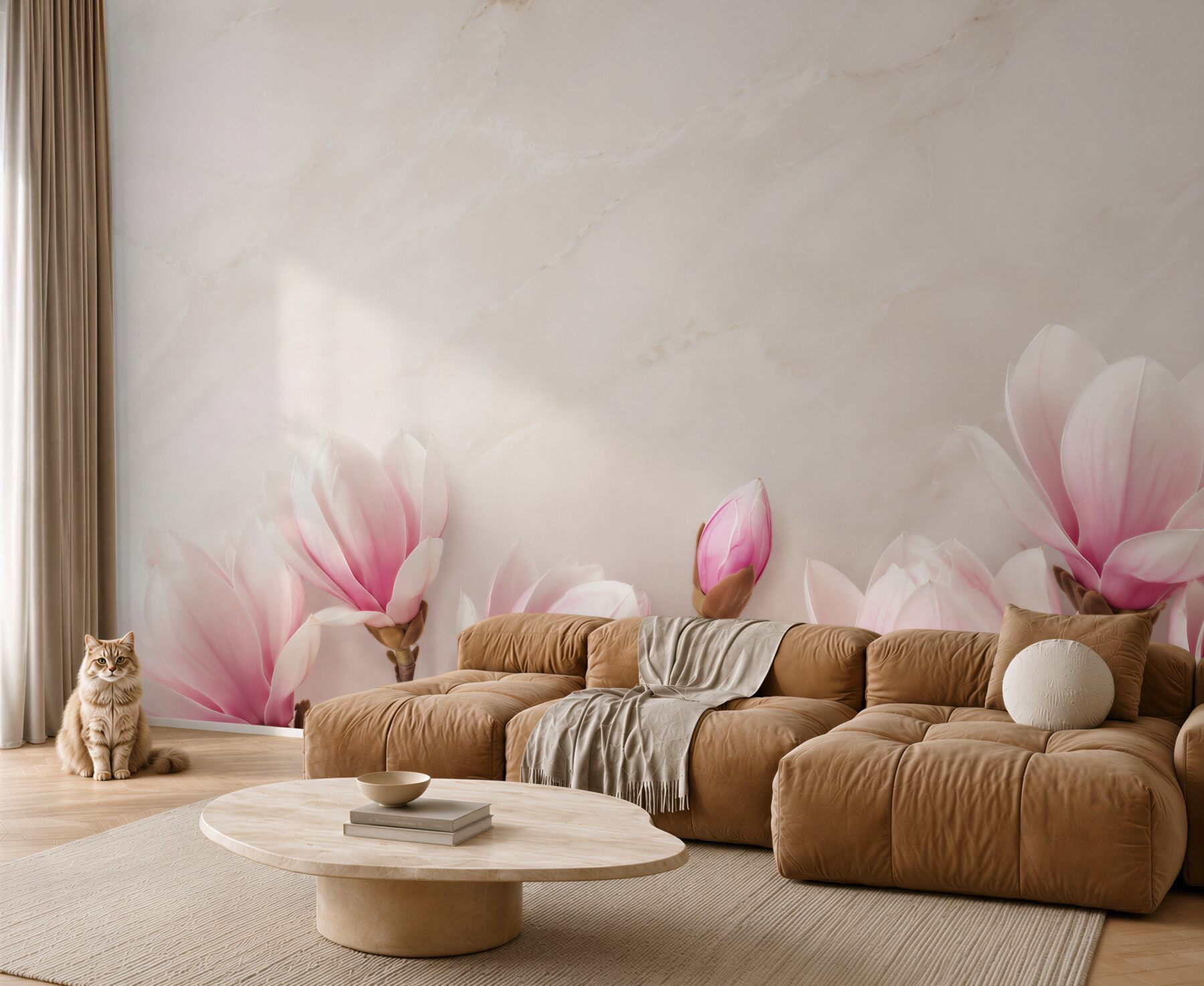 Fototapeta kwiaty magnolii pastelowy róż na eleganckim jasnym tle?v23