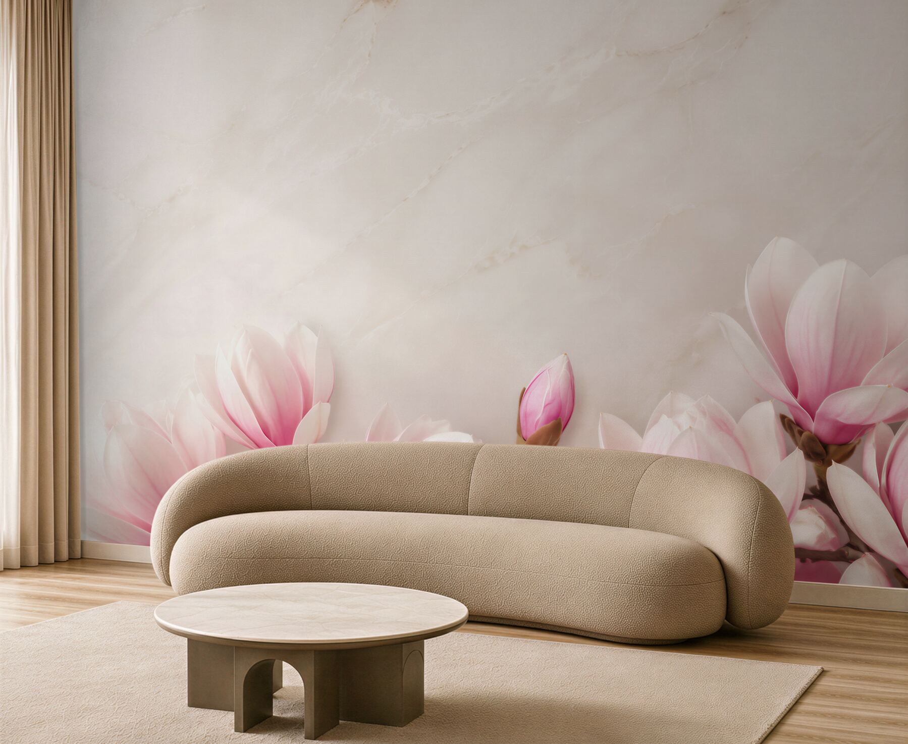 Fototapeta kwiaty magnolii pastelowy róż na eleganckim jasnym tle?v23