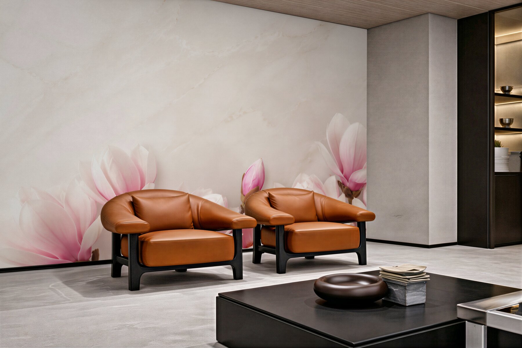Fototapeta kwiaty magnolii pastelowy róż na eleganckim jasnym tle?v23