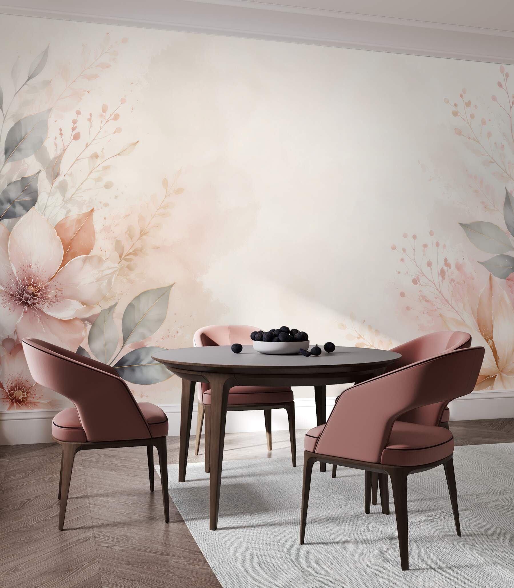 Fototapeta beżowe magnolie z liśćmi na subtelnym pastelowym tle?v23