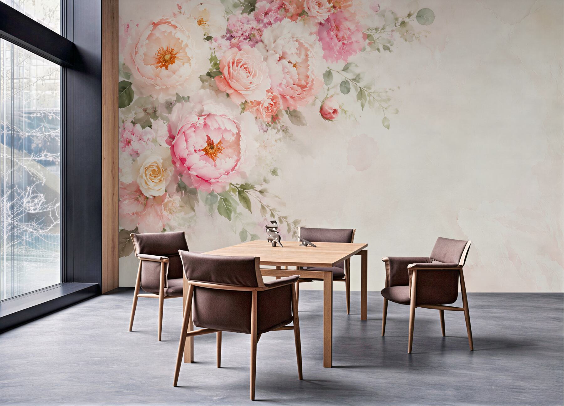 Fototapeta kwiaty peonie i róże pastelowe na jasnym tle?v23