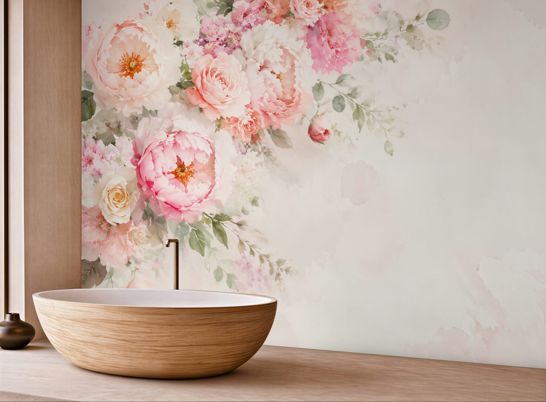 Fototapeta kwiaty peonie i róże pastelowe na jasnym tle?v23