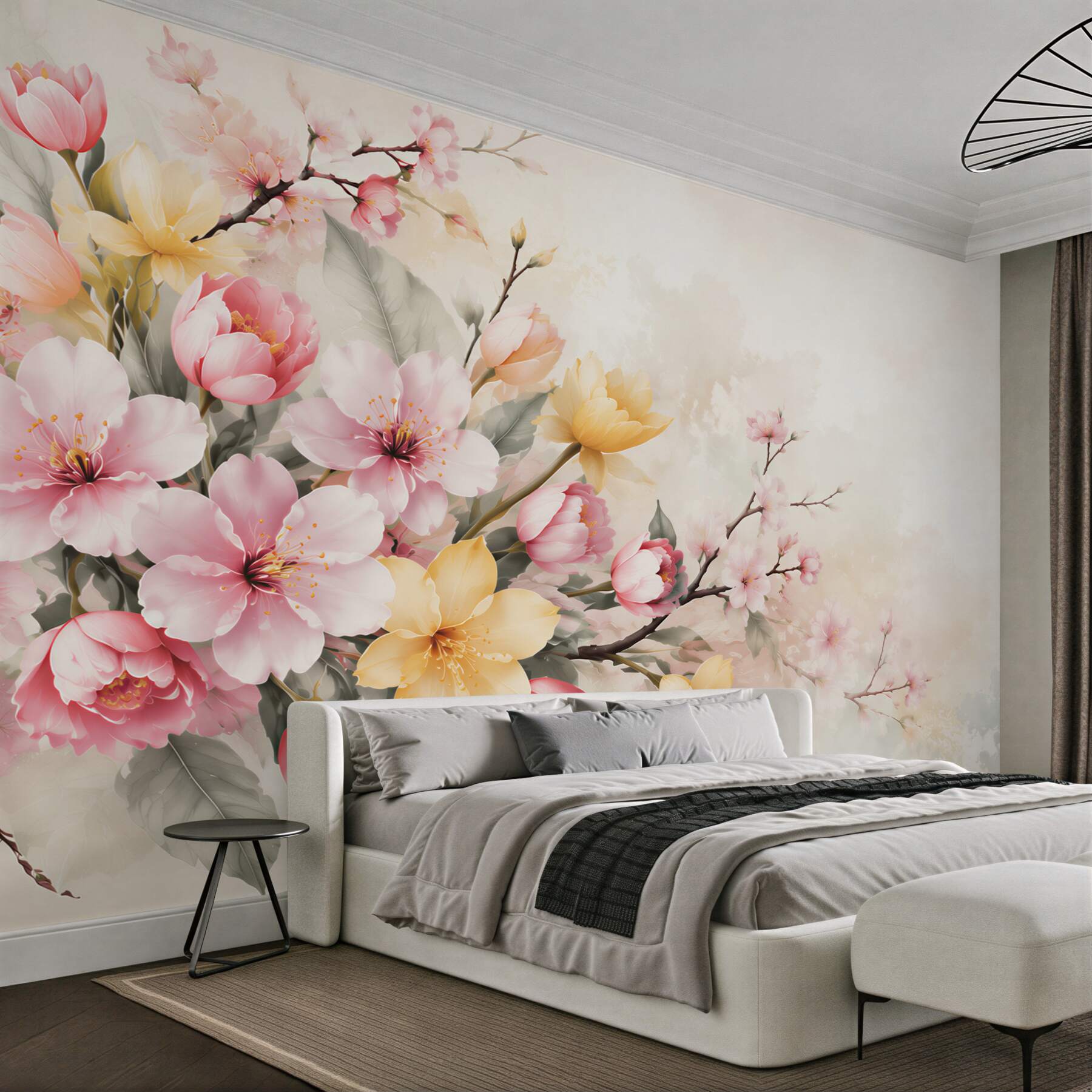 Fototapeta magnolie i kwiaty wiśni pastelowe na jasnym tle?v23