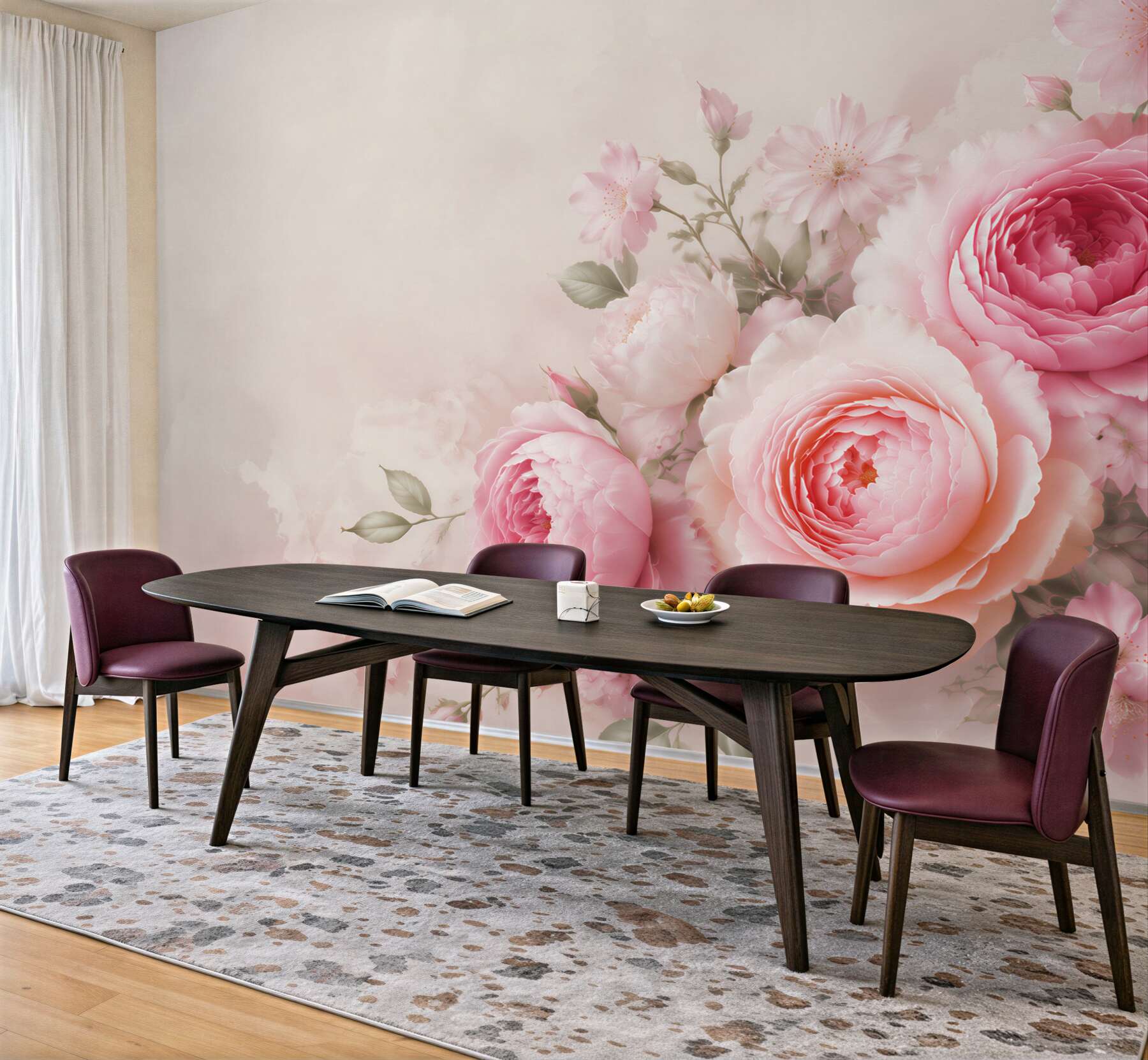 Fototapeta różowe róże i piwonie pastelowe do eleganckiej sypialni?v23