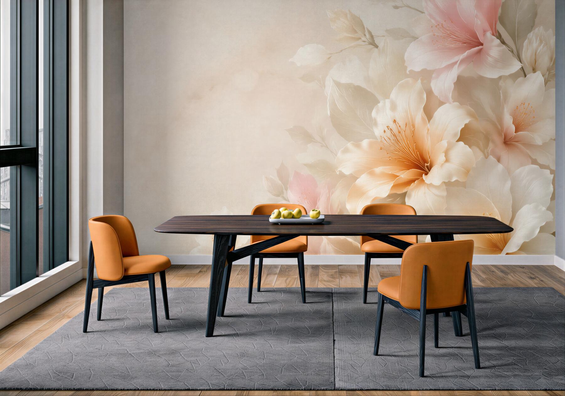 Fototapeta kremowe kwiaty hibiskusa pastelowe na jasnym eleganckim tle?v23