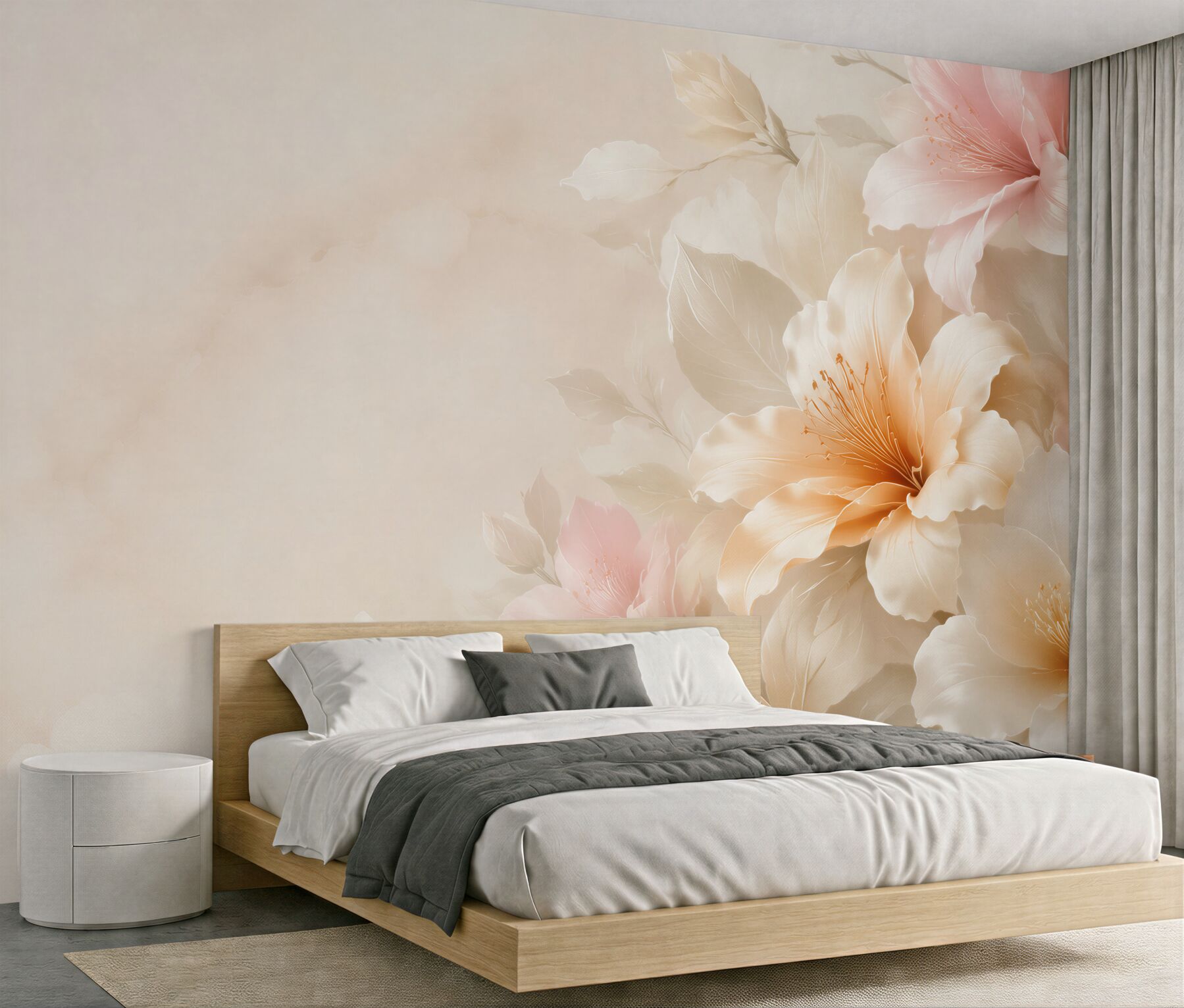 Fototapeta kremowe kwiaty hibiskusa pastelowe na jasnym eleganckim tle?v23