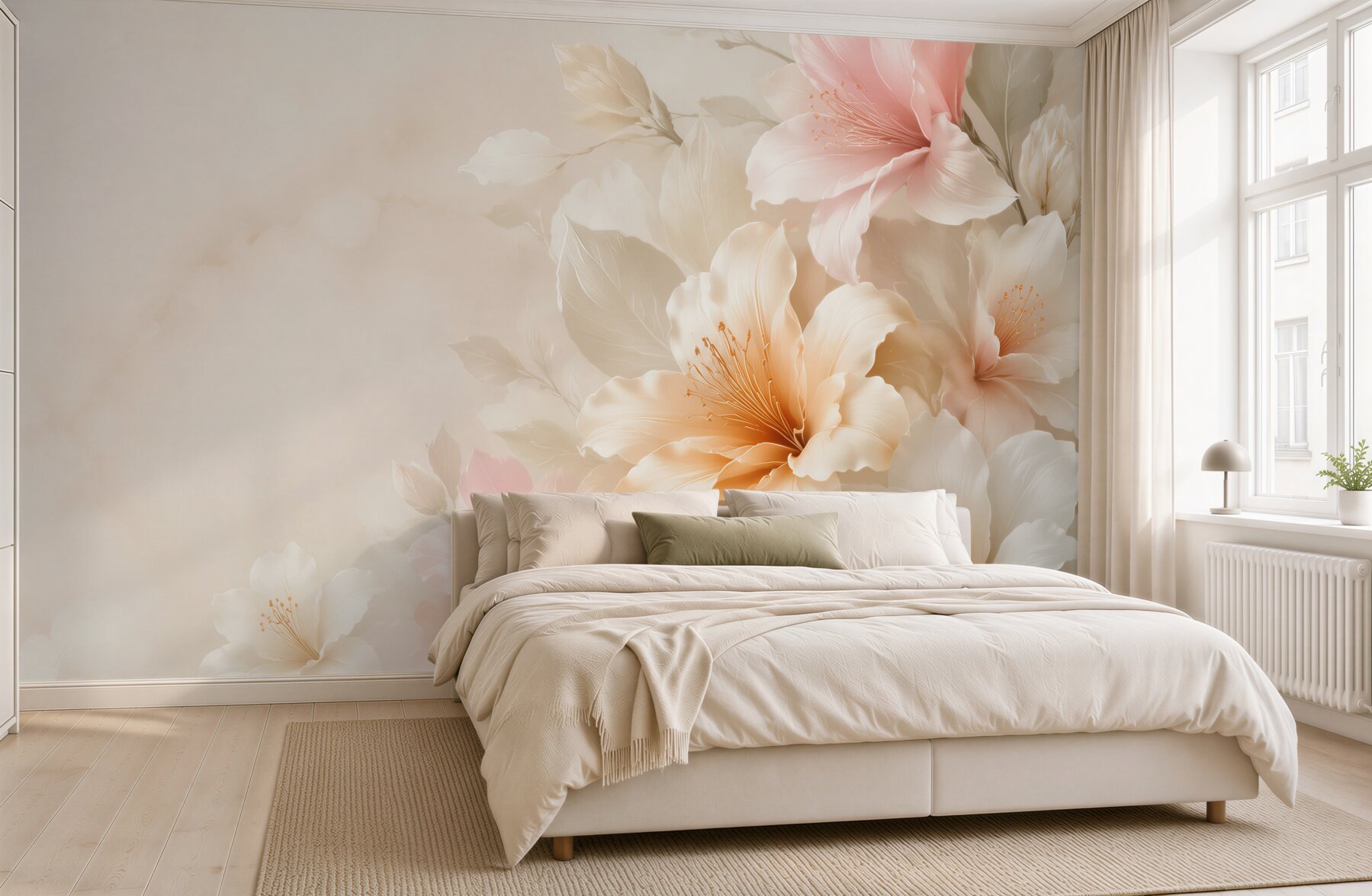 Fototapeta kremowe kwiaty hibiskusa pastelowe na jasnym eleganckim tle?v23