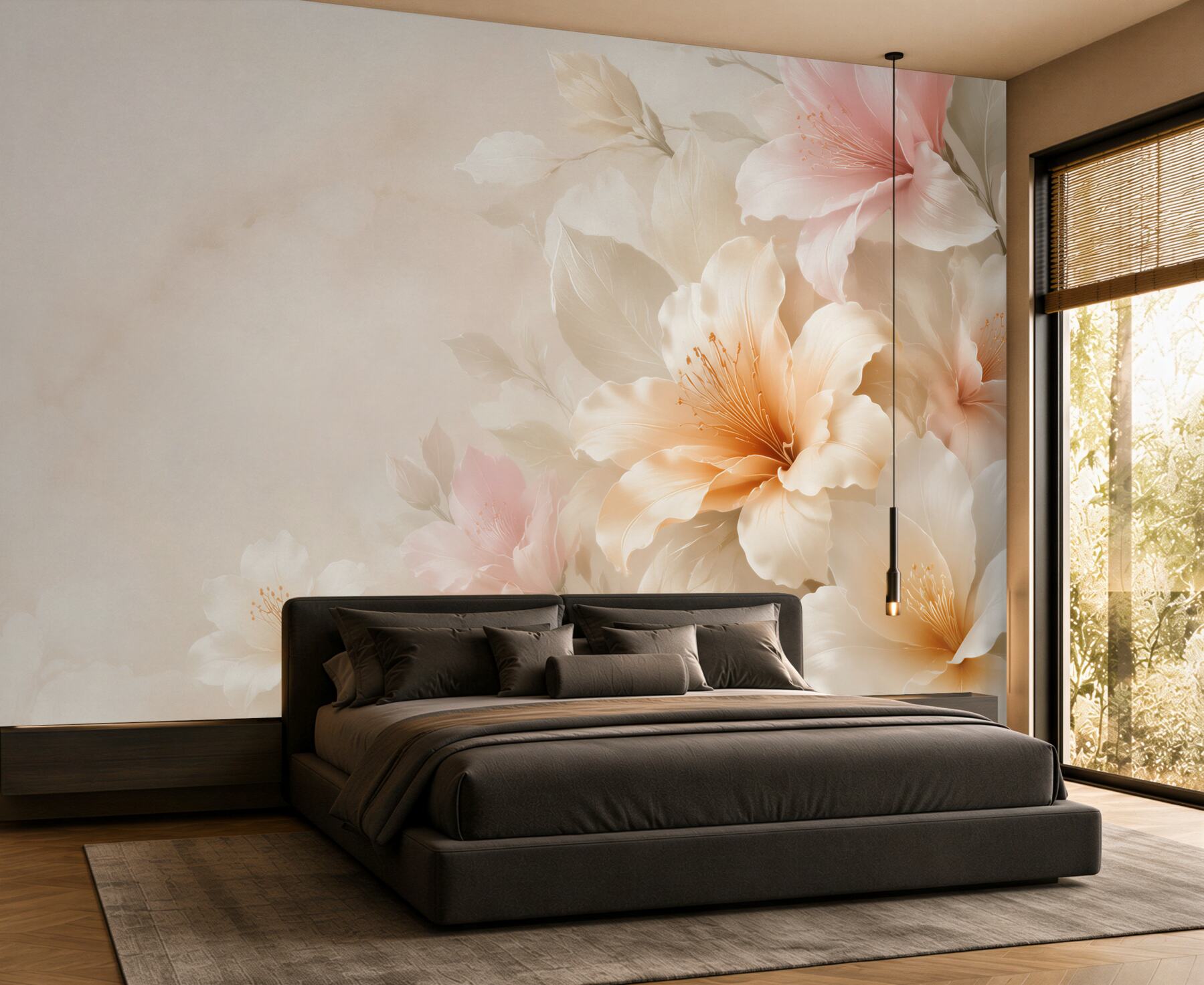 Fototapeta kremowe kwiaty hibiskusa pastelowe na jasnym eleganckim tle?v23