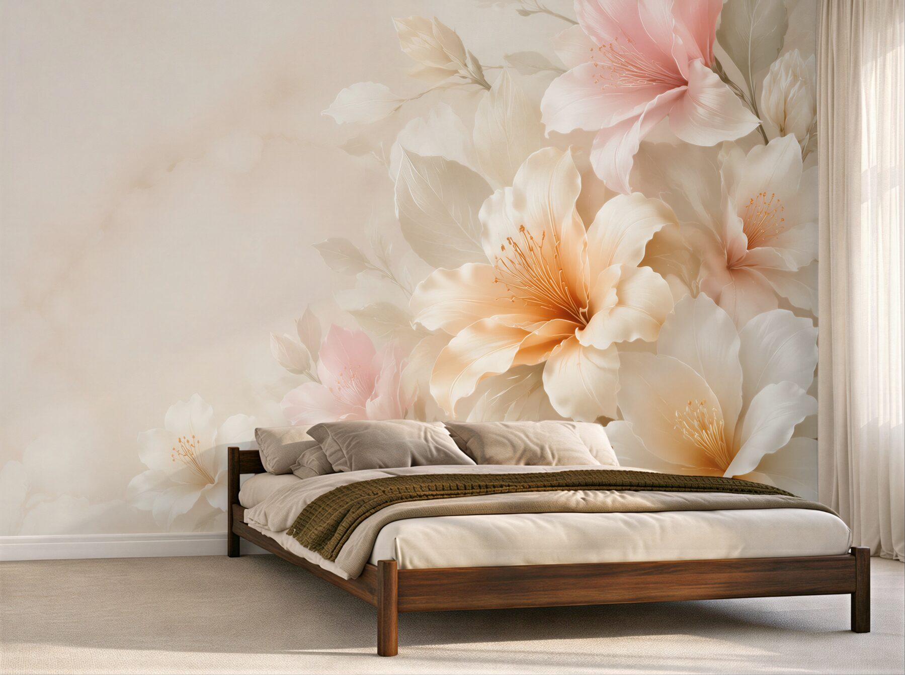 Fototapeta kremowe kwiaty hibiskusa pastelowe na jasnym eleganckim tle?v23