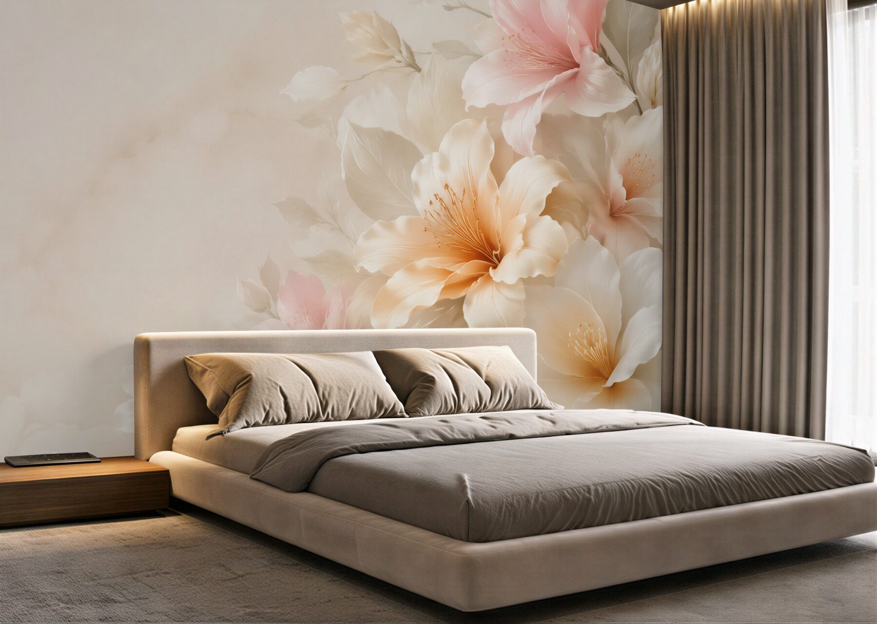 Fototapeta kremowe kwiaty hibiskusa pastelowe na jasnym eleganckim tle?v23