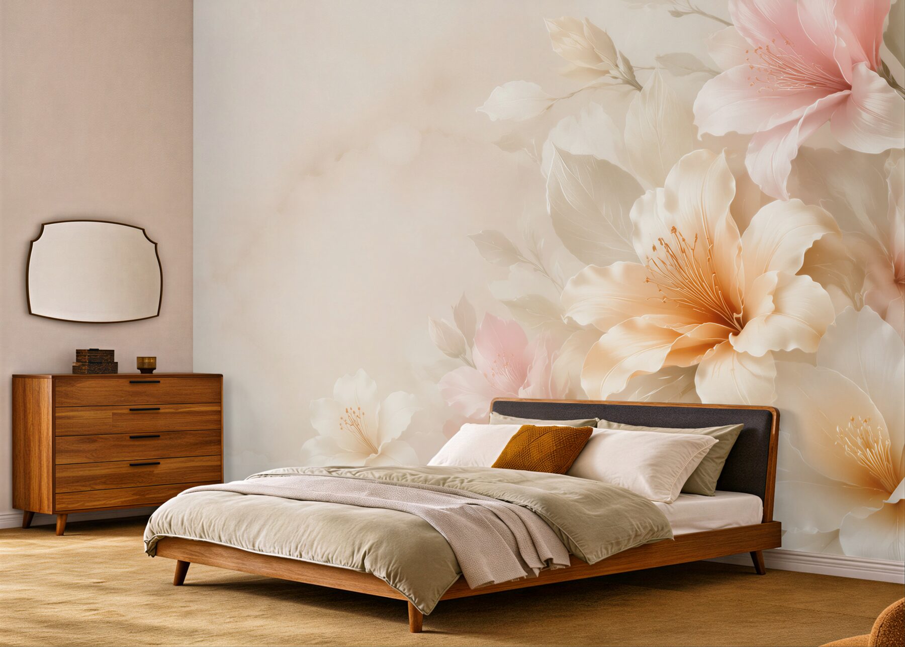 Fototapeta kremowe kwiaty hibiskusa pastelowe na jasnym eleganckim tle?v23