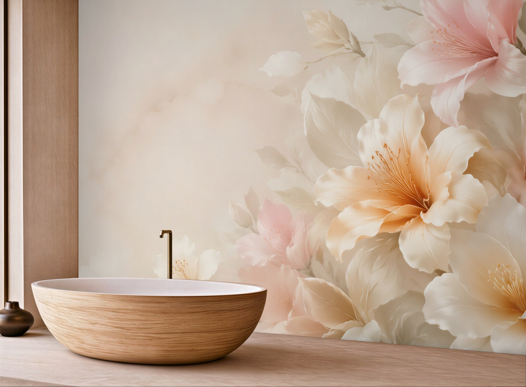 Fototapeta kremowe kwiaty hibiskusa pastelowe na jasnym eleganckim tle?v23