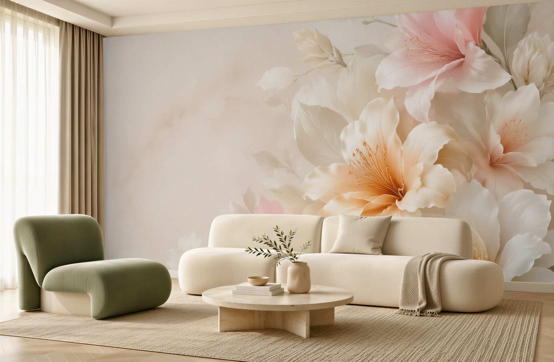 Fototapeta kremowe kwiaty hibiskusa pastelowe na jasnym eleganckim tle?v23