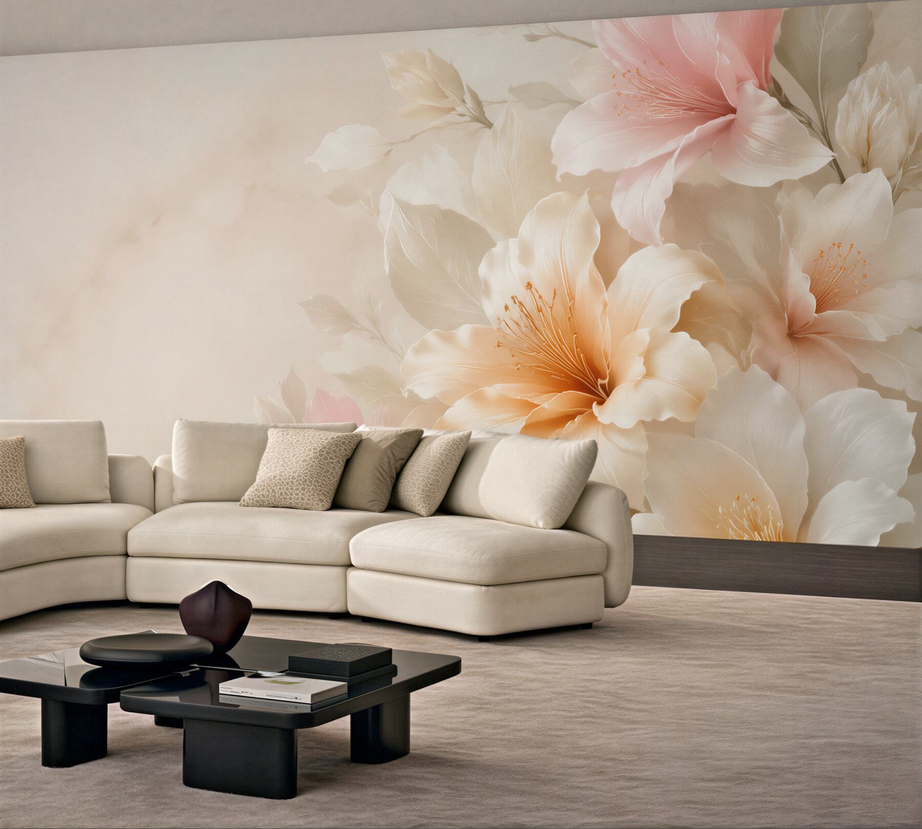 Fototapeta kremowe kwiaty hibiskusa pastelowe na jasnym eleganckim tle?v23