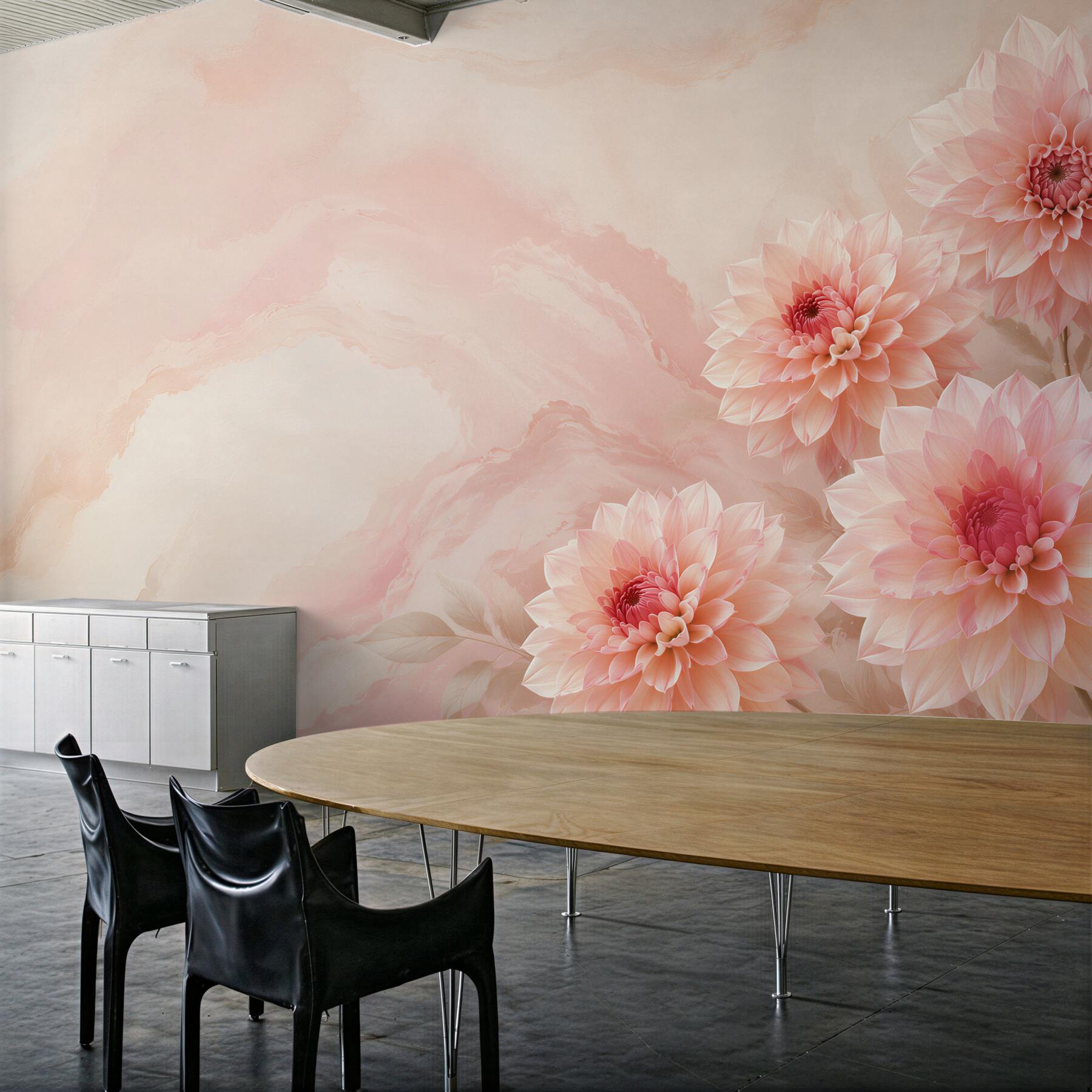 Fototapeta różowe dalie na marmurkowym tle pastelowa elegancja?v23