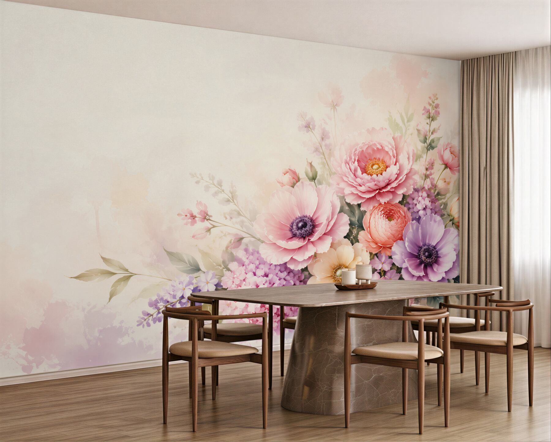 Fototapeta pastelowy bukiet kwiatów z piwoniami i anemonami?v23