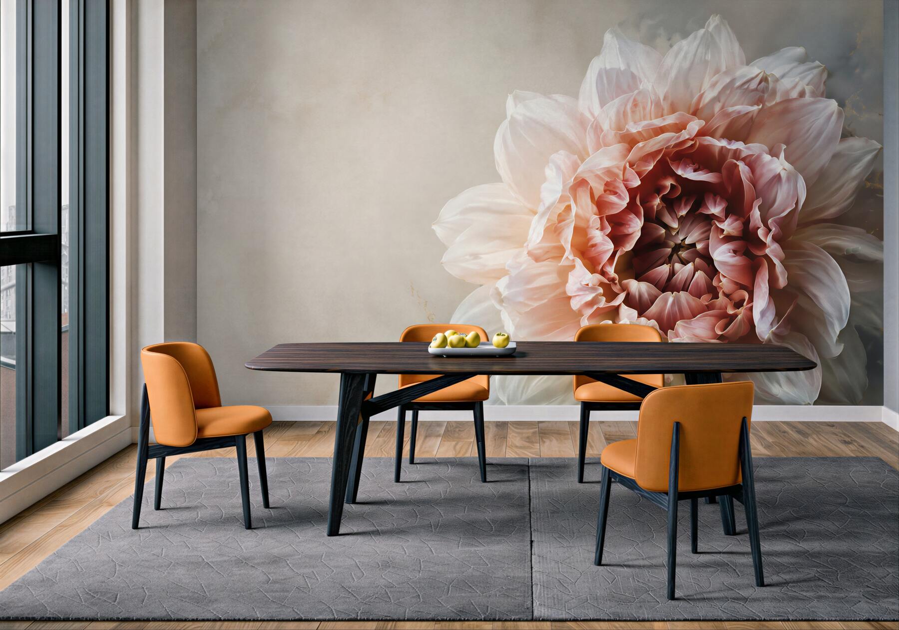 Fototapeta duży kwiat piwonii pudrowy beż na jasnym tle elegancka?v23