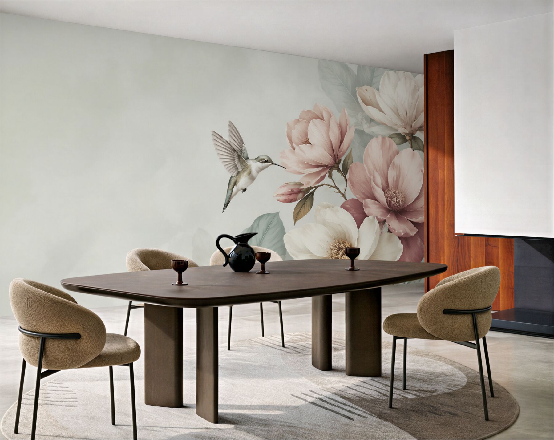 Fototapeta koliber i pastelowe magnolie w pudrowym różu?v23