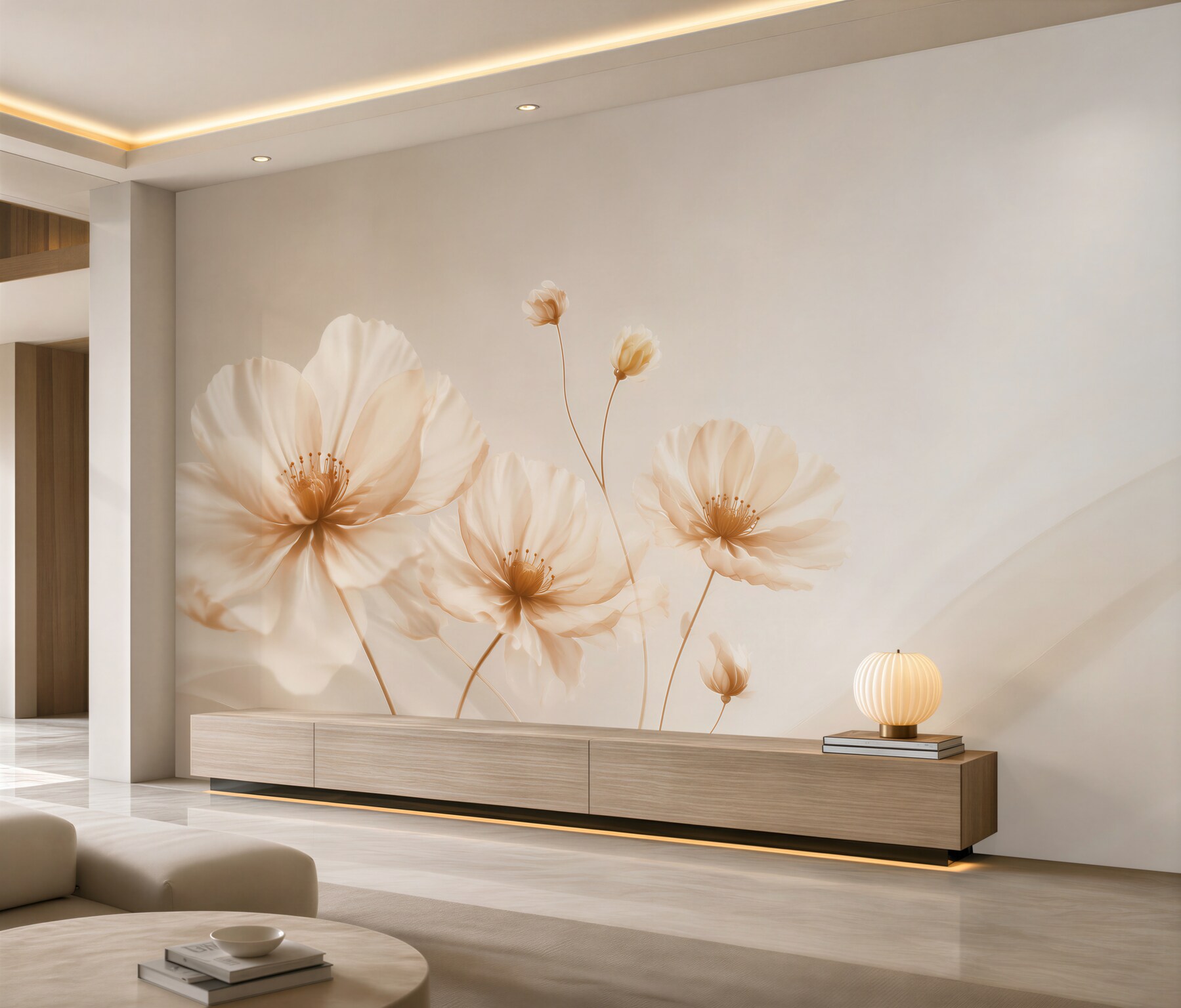Fototapeta kremowe maki minimalistyczne w eleganckim beżu?v23