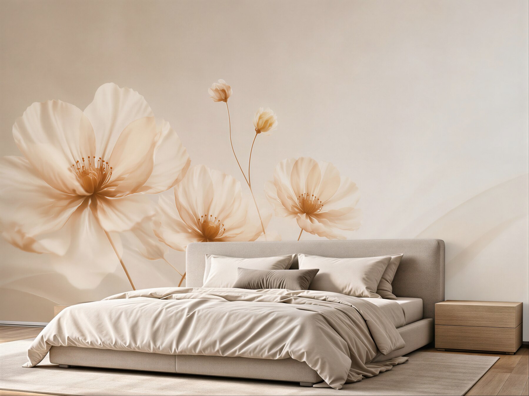 Fototapeta kremowe maki minimalistyczne w eleganckim beżu?v23