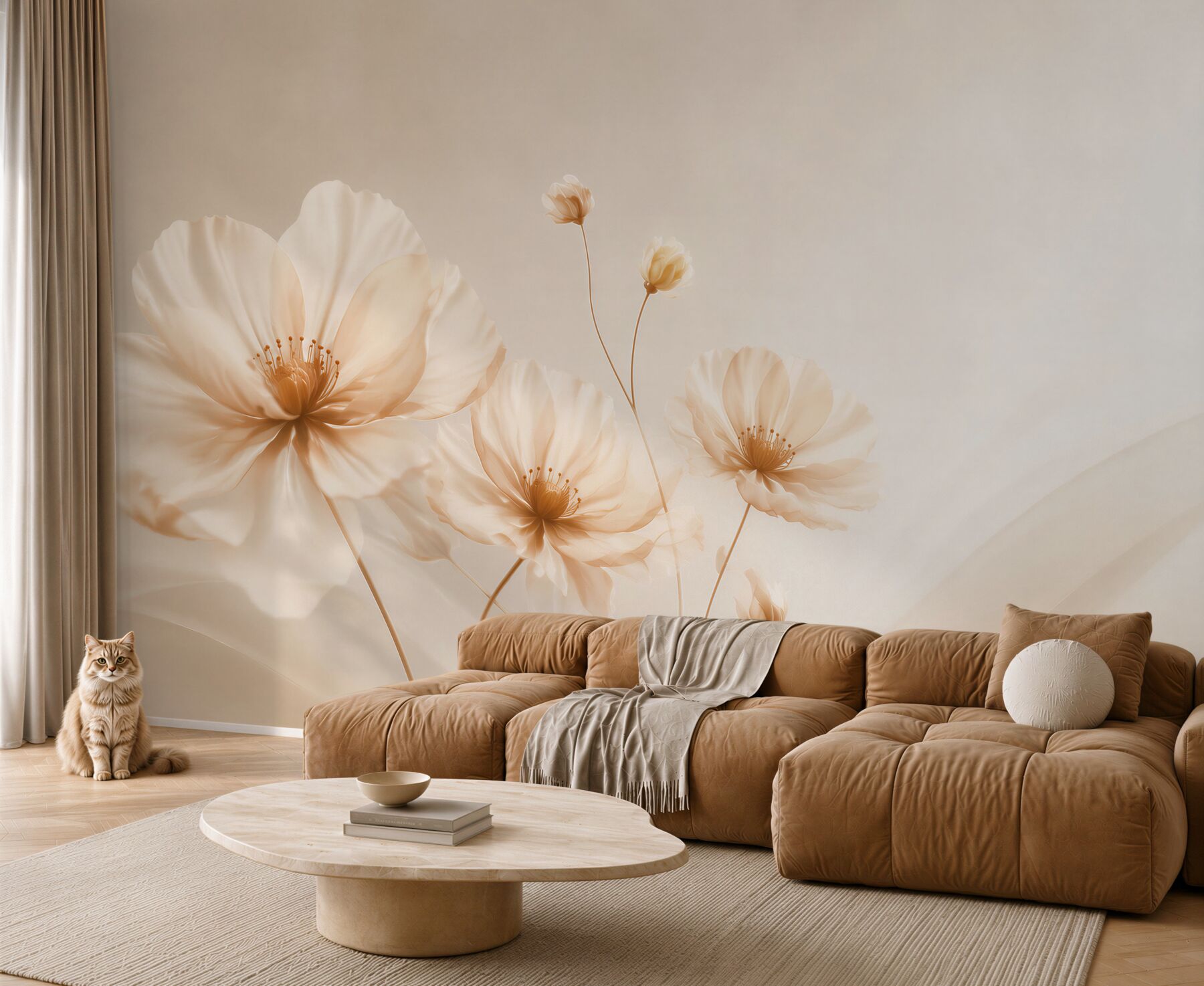 Fototapeta kremowe maki minimalistyczne w eleganckim beżu?v23