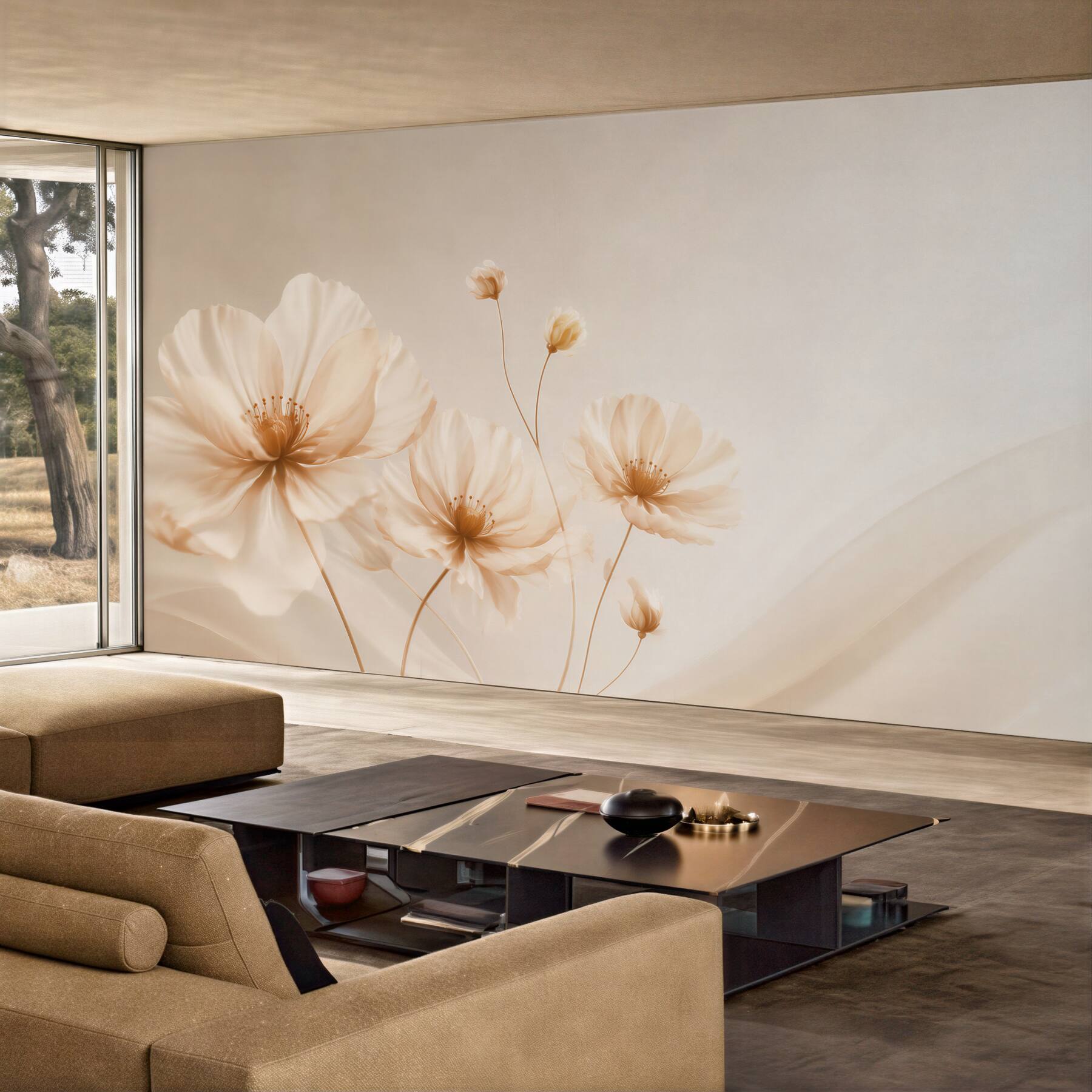 Fototapeta kremowe maki minimalistyczne w eleganckim beżu?v23