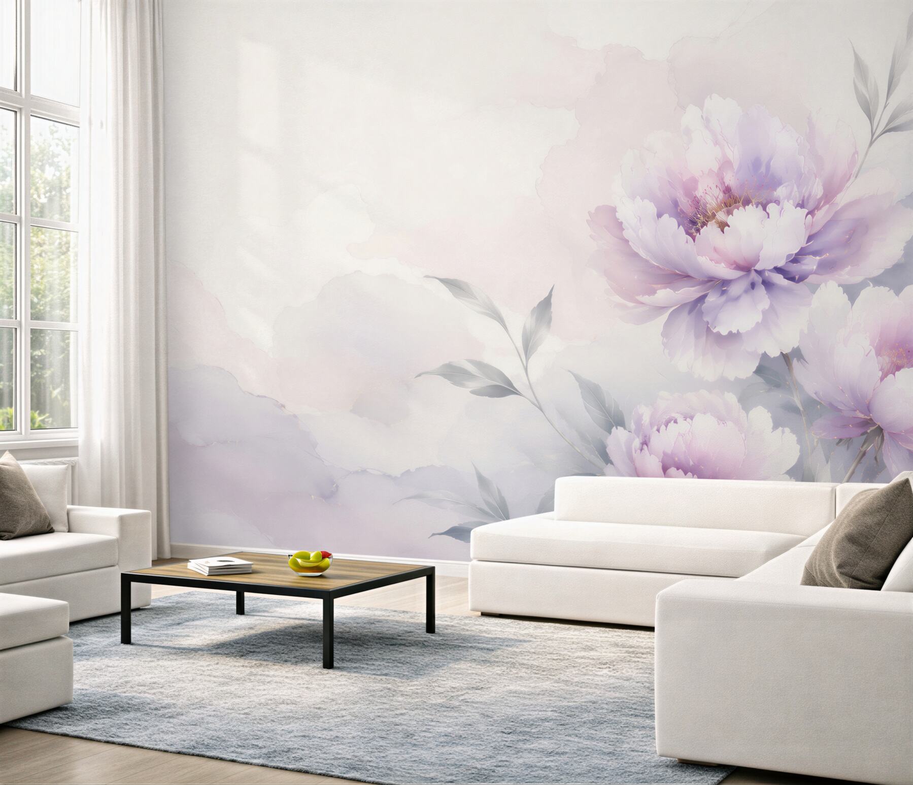 Fototapeta pastelowe piwonie liliowe na jasnym eleganckim tle?v23