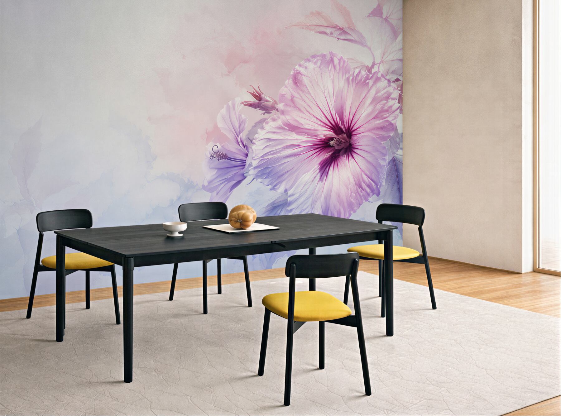 Fototapeta hibiskus różowo fioletowy w pastelowej akwareli?v23