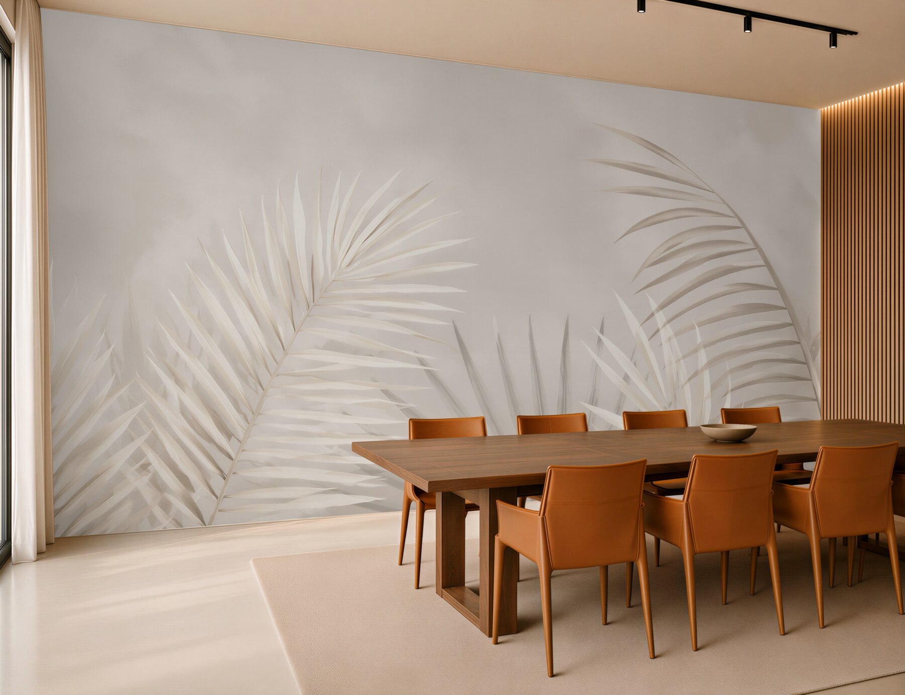 Fototapeta liście palmowe beżowe minimalistyczne na jasnym tle?v23