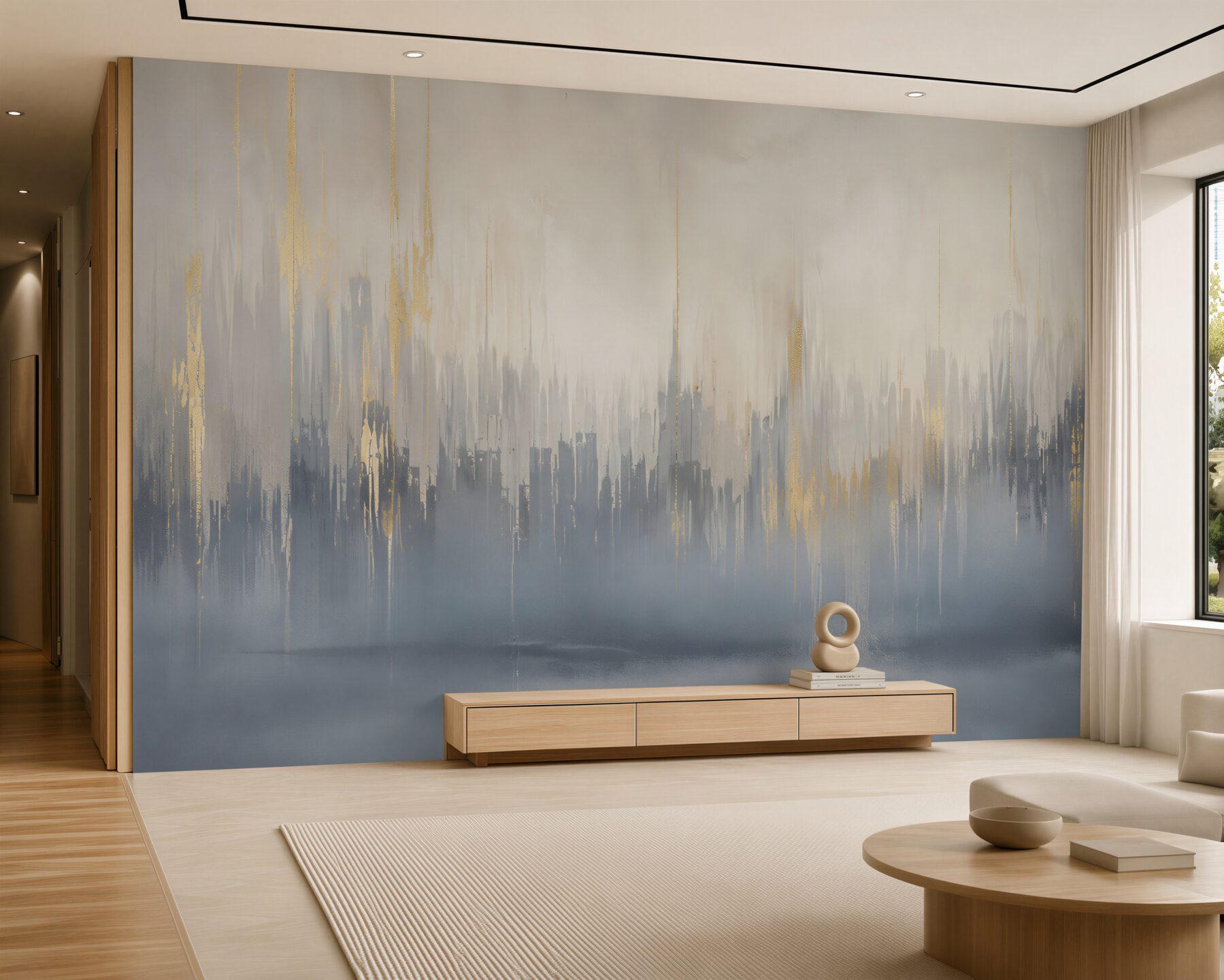 Fototapeta abstrakcyjne miasto we mgle szaro złote nowoczesne?v23