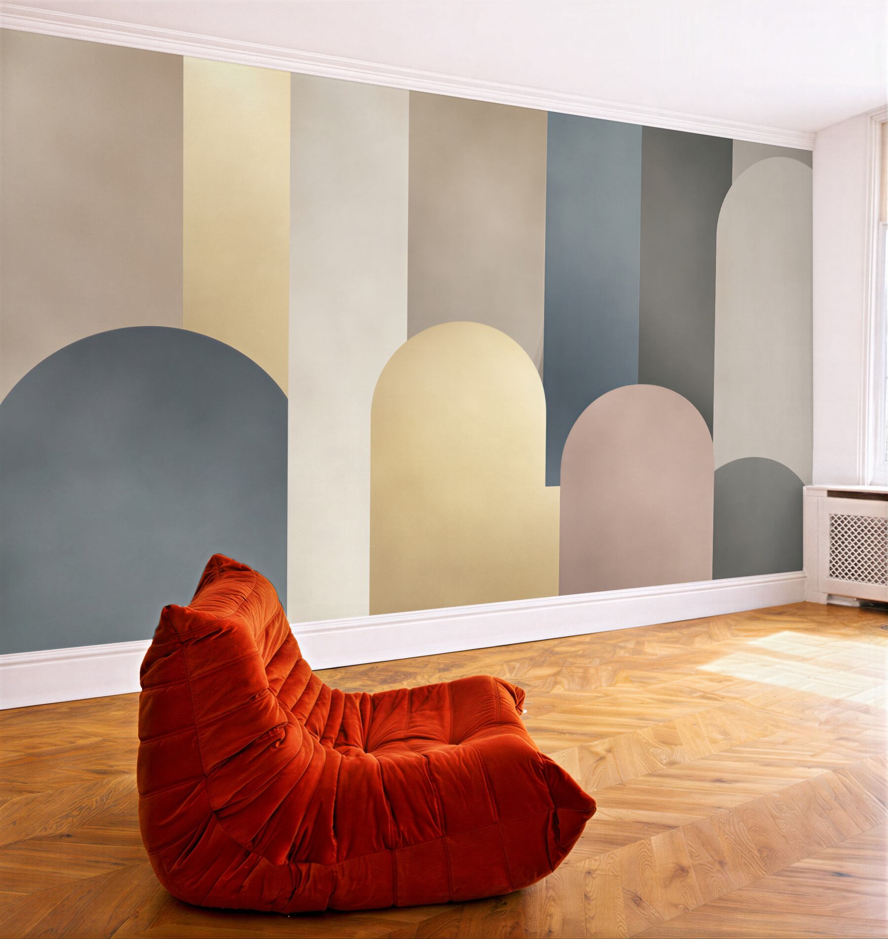 Fototapeta geometryczne łuki beżowo szare nowoczesny minimalizm?v23