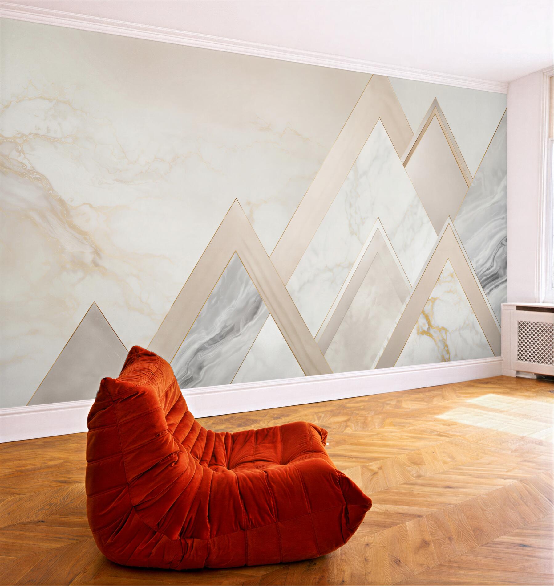 Fototapeta marmurowe geometryczne szczyty biało złote elegancka abstrakcja?v23
