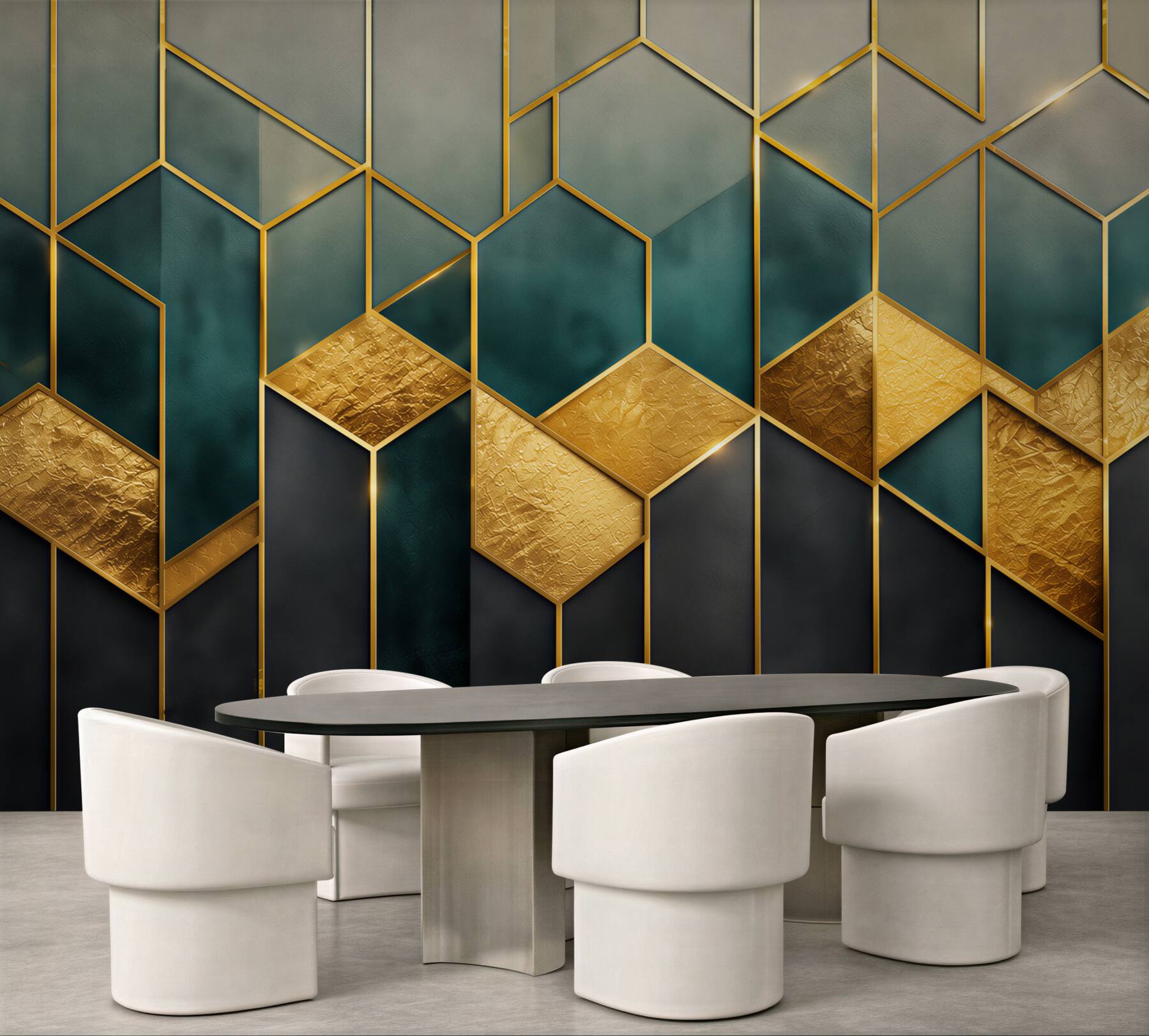 Fototapeta geometryczny wzór granatowo złoty w stylu art déco?v23