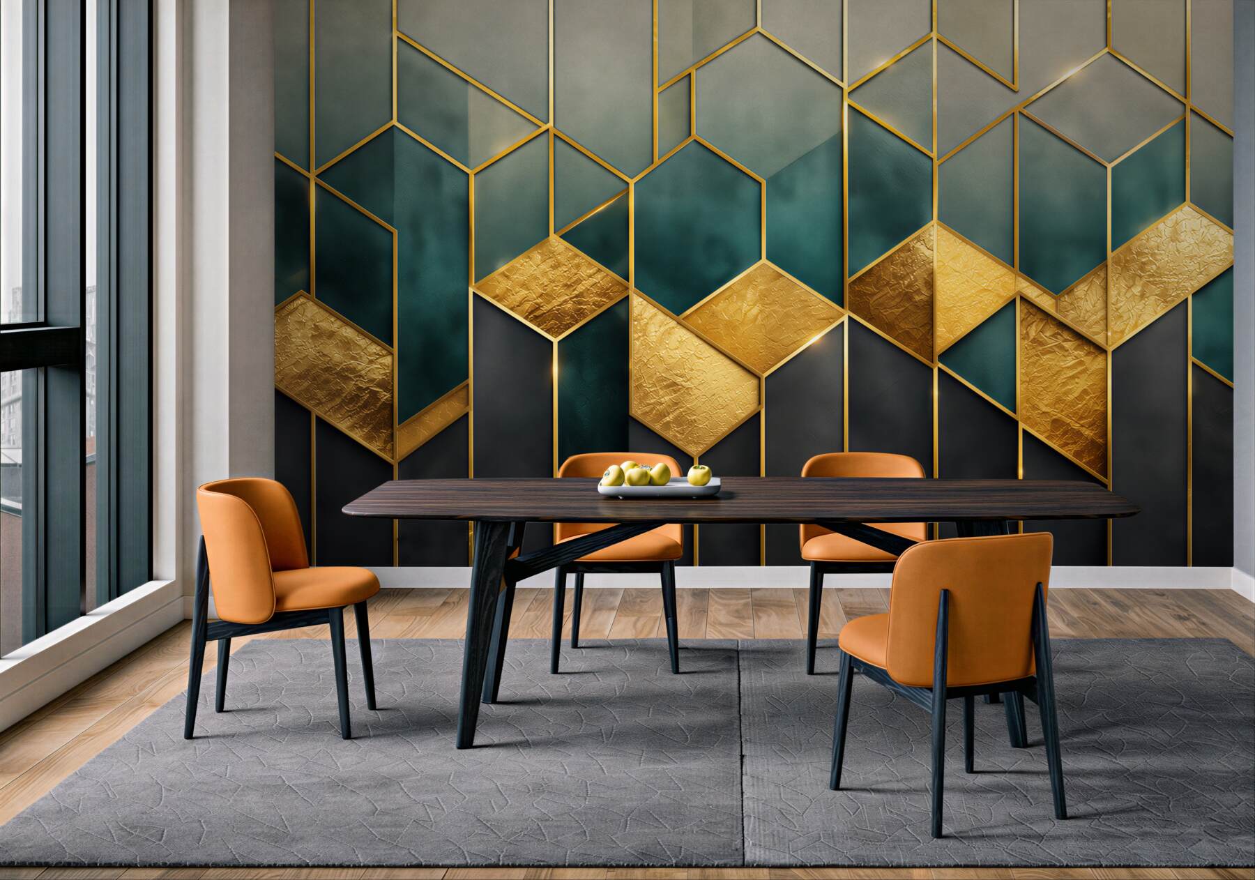 Fototapeta geometryczny wzór granatowo złoty w stylu art déco?v23