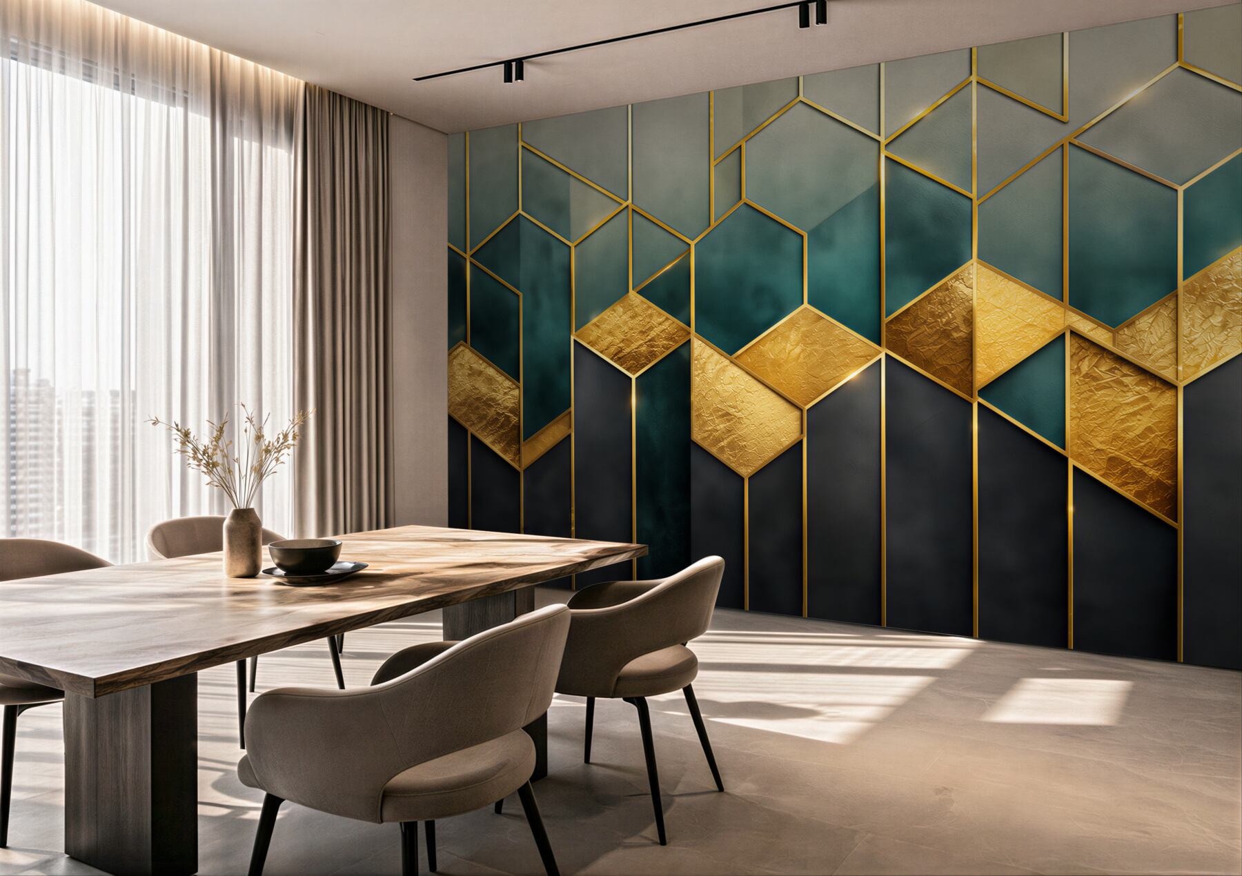 Fototapeta geometryczny wzór granatowo złoty w stylu art déco?v23