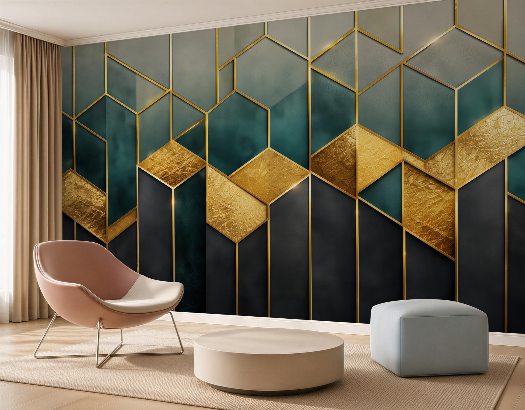 Fototapeta geometryczny wzór granatowo złoty w stylu art déco?v23