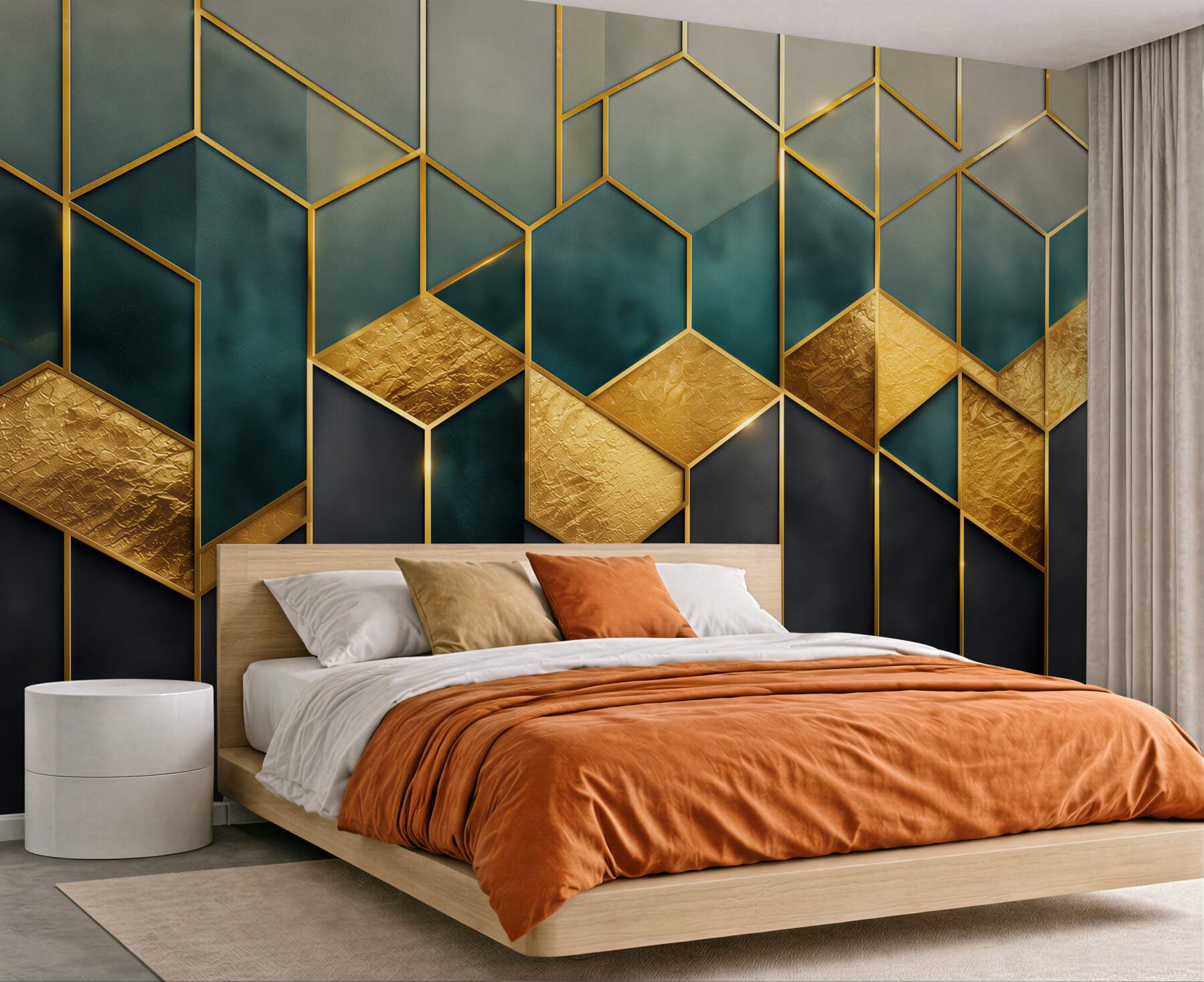 Fototapeta geometryczny wzór granatowo złoty w stylu art déco?v23