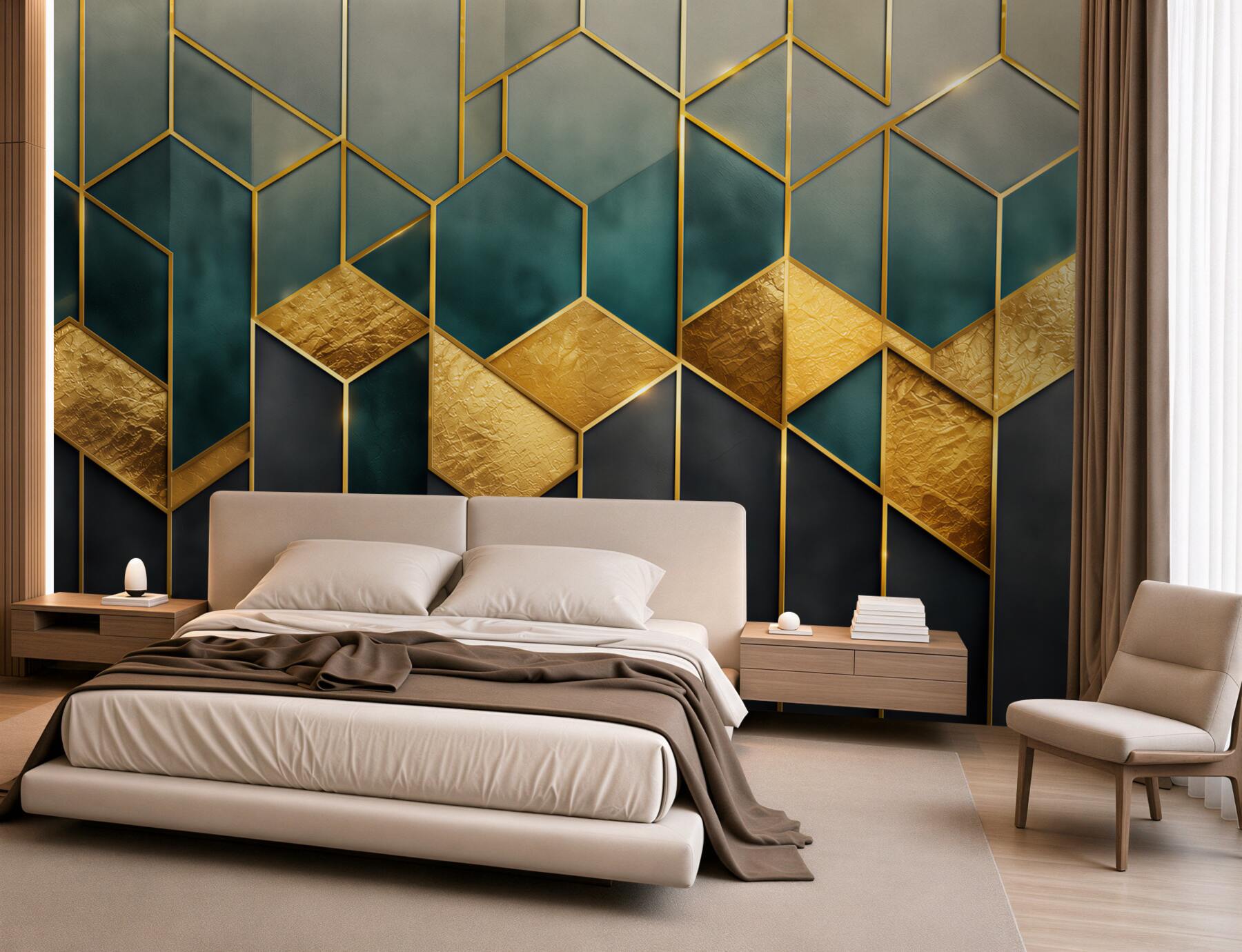 Fototapeta geometryczny wzór granatowo złoty w stylu art déco?v23