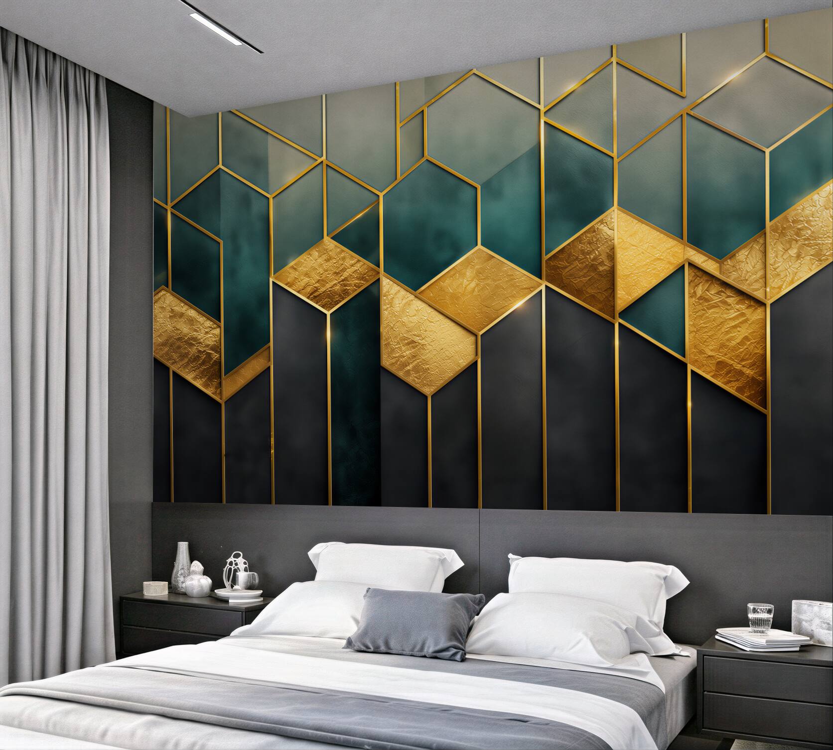 Fototapeta geometryczny wzór granatowo złoty w stylu art déco?v23