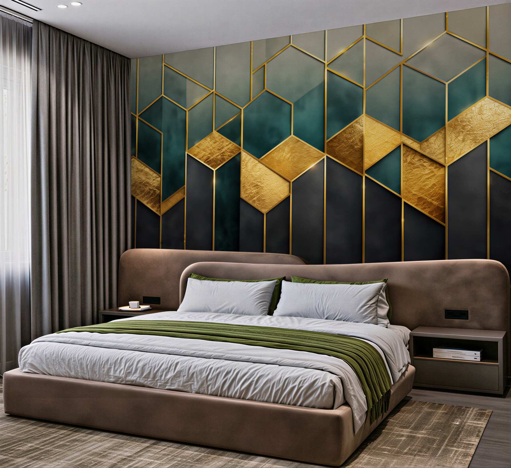Fototapeta geometryczny wzór granatowo złoty w stylu art déco?v23